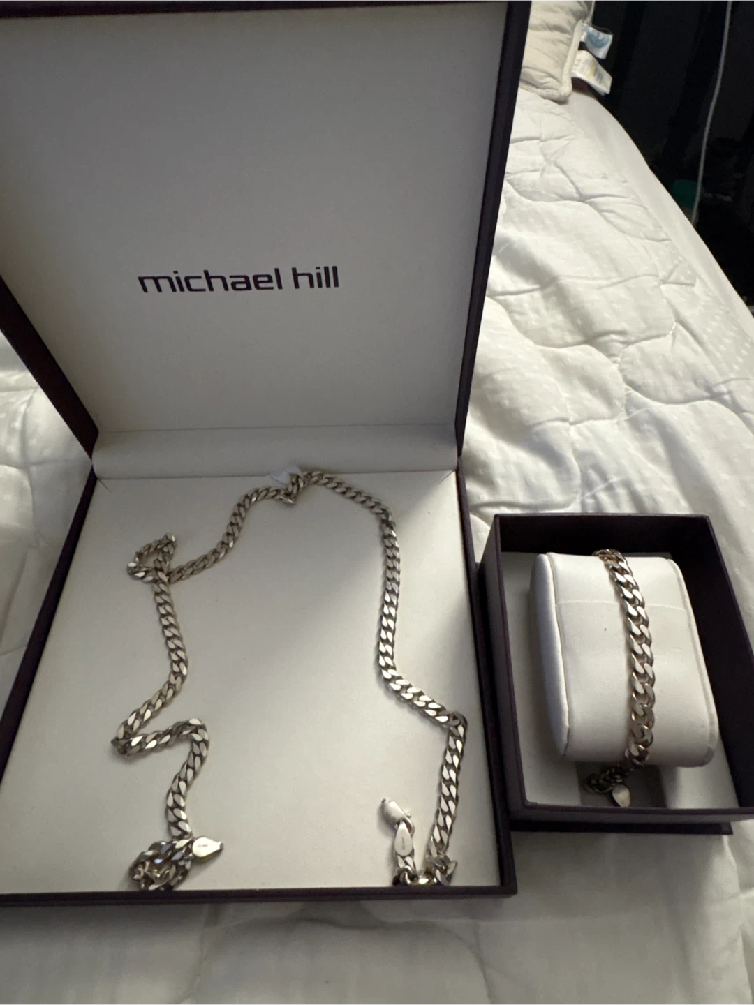 Michael Hill Silver Chain Necklace and Bracelet Set