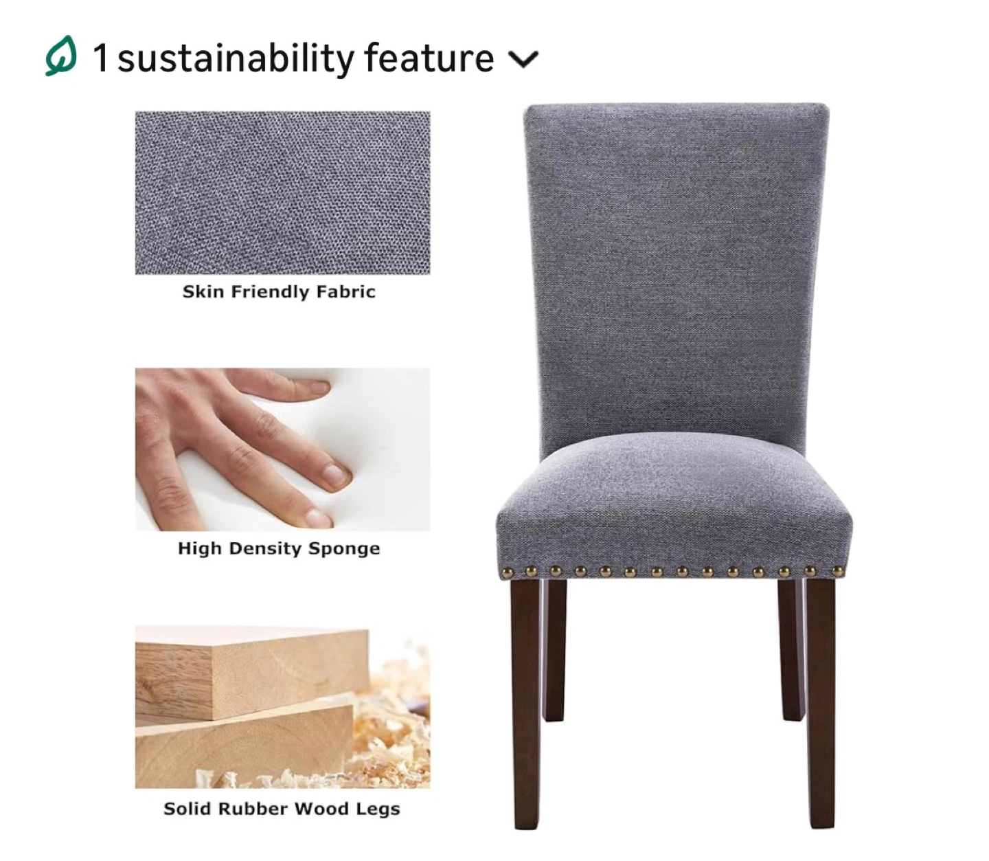 Gray Upholstered Dining Chair Set of 4 with Nailhead Trim - photo 5