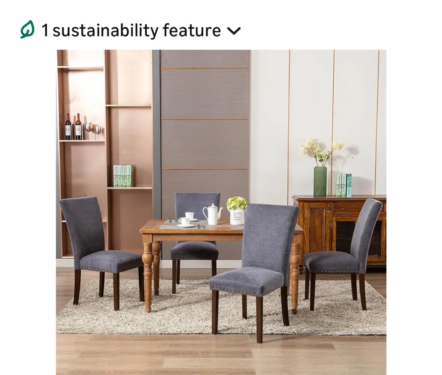 Gray Upholstered Dining Chair Set of 4 with Nailhead Trim - photo 3