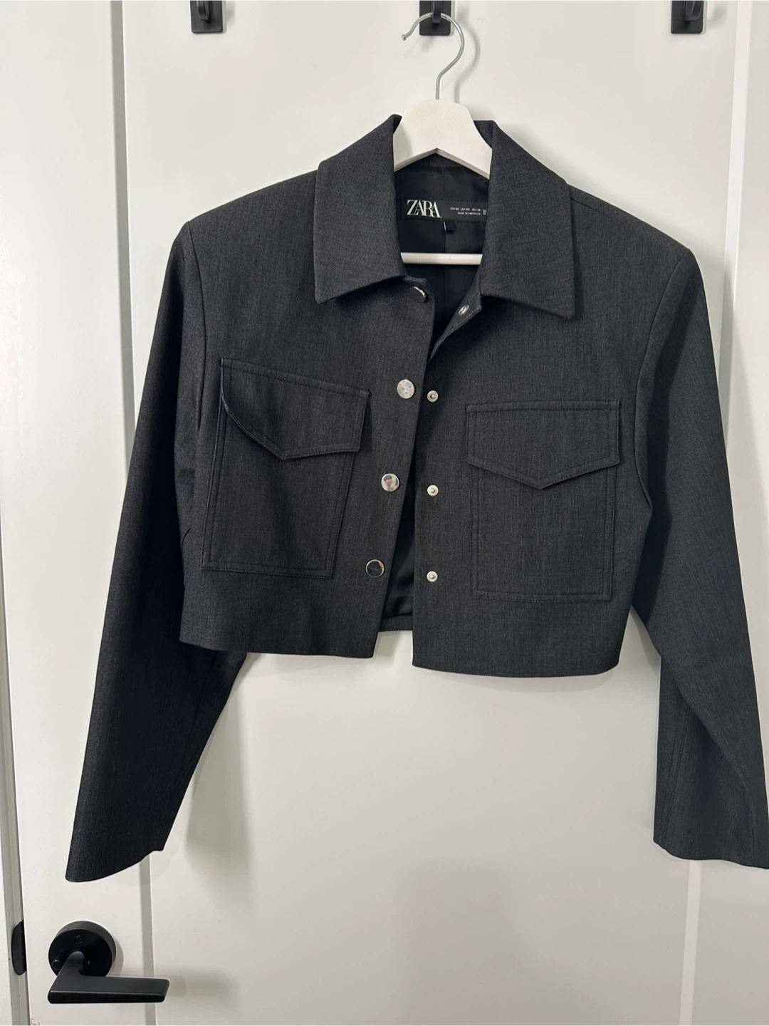 ZARA Cropped Jacket - Charcoal Grey