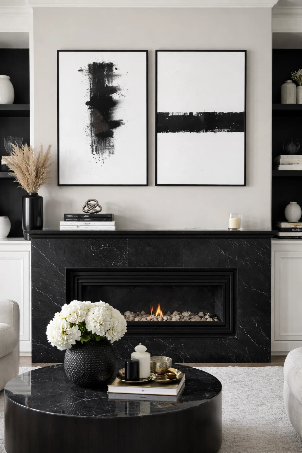 Framed Abstract Black and White Art Print