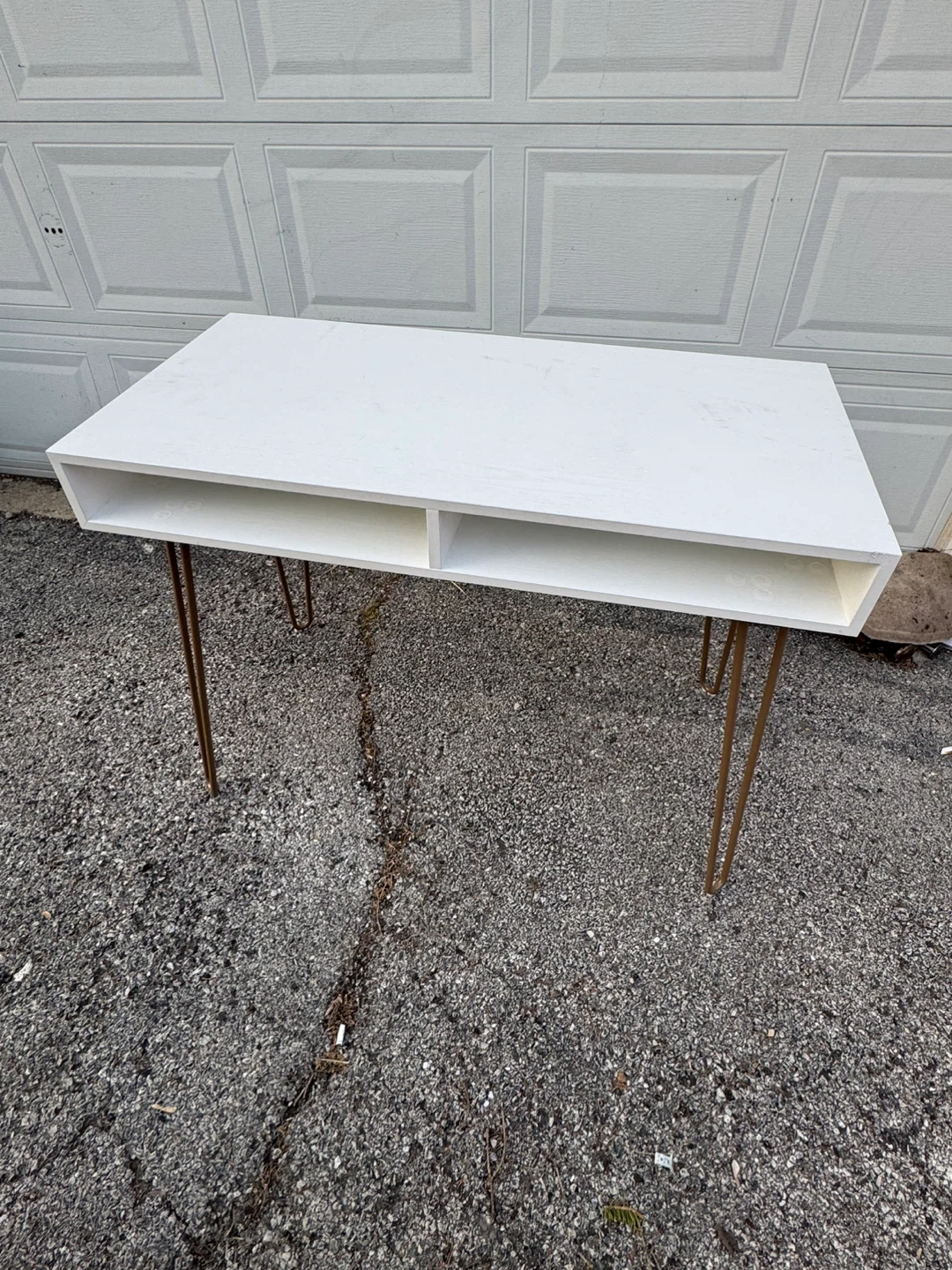 White Writing Desk with Open Shelves