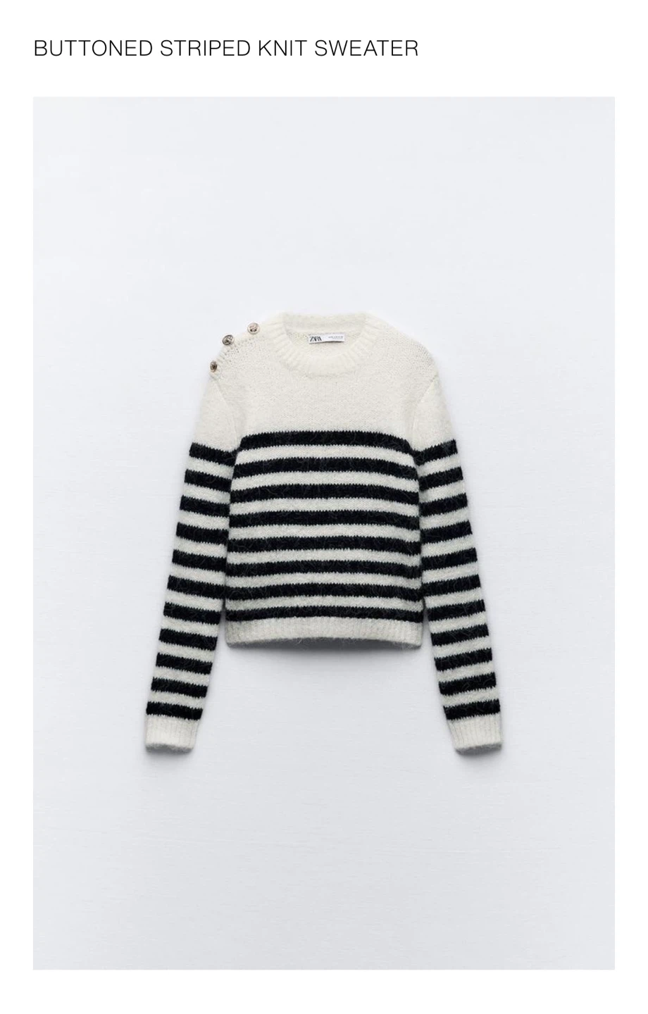Zara button striped knit sweater