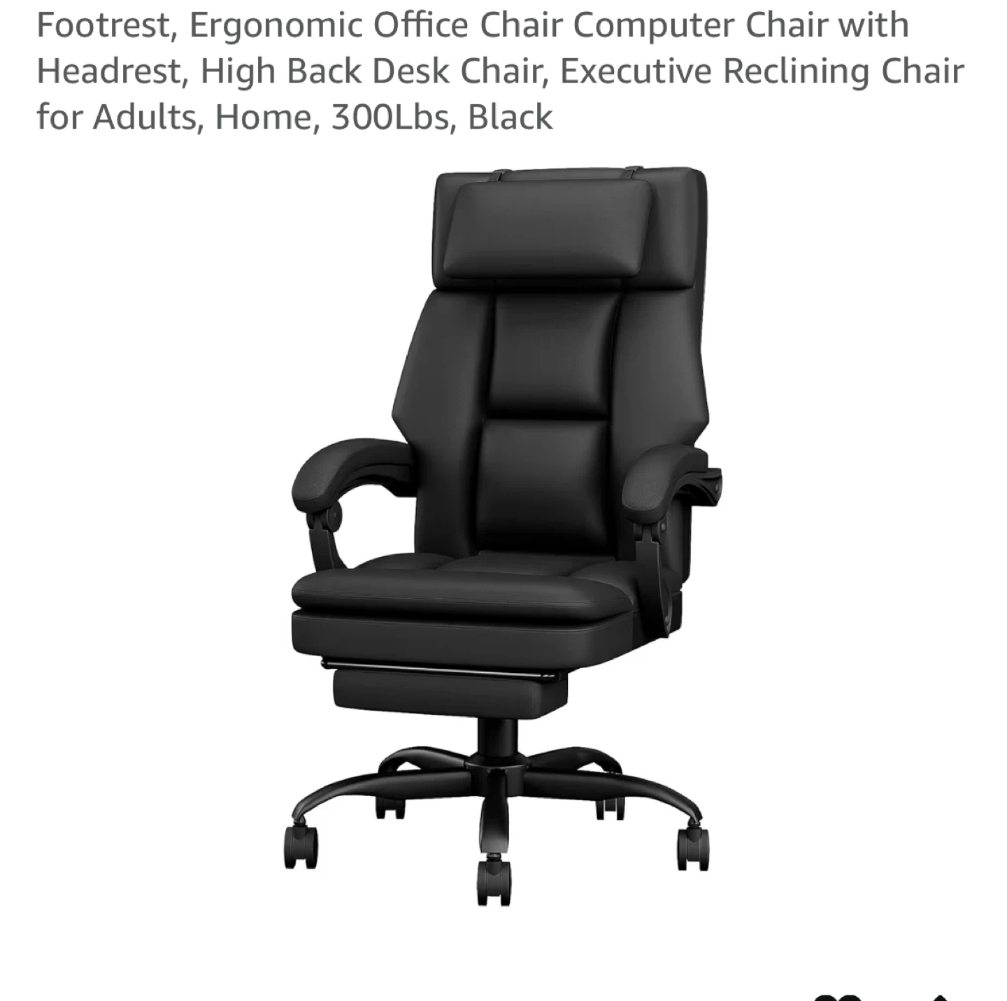 Ergonomic Black Office Chair with Footrest