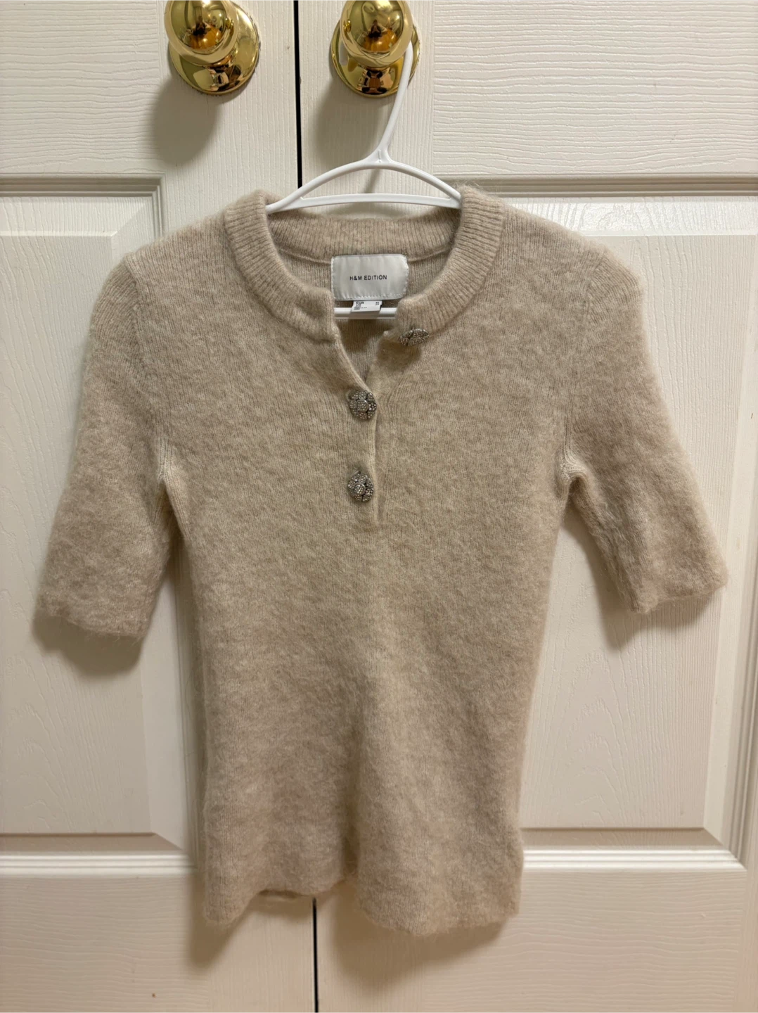 H&M angora short-sleeve knit top