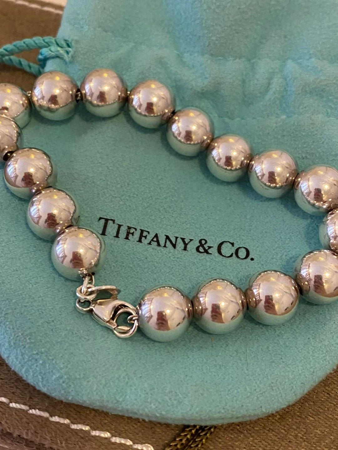 💯Authentic T& Co. Hardballs 10MM Bead bracelet size 7.5