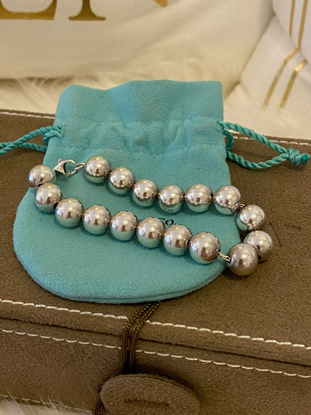 💯Authentic T& Co. Hardballs 10MM Bead bracelet size 7.5 - photo 2