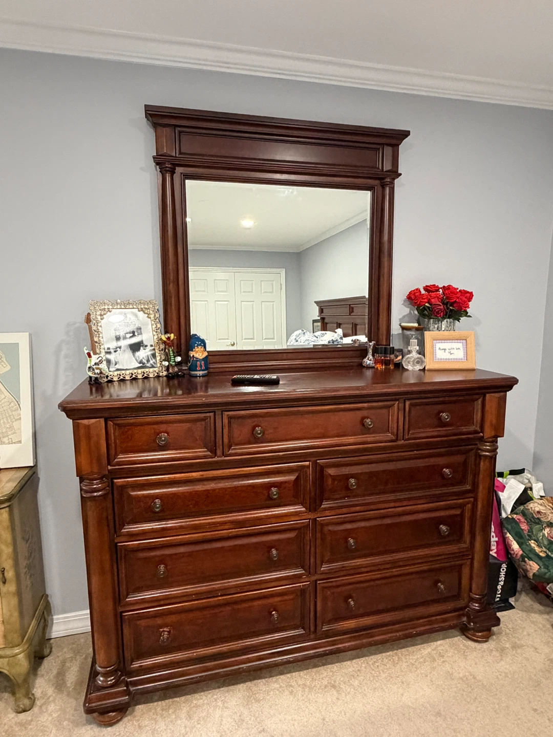 Wooden Dresser with Mirror