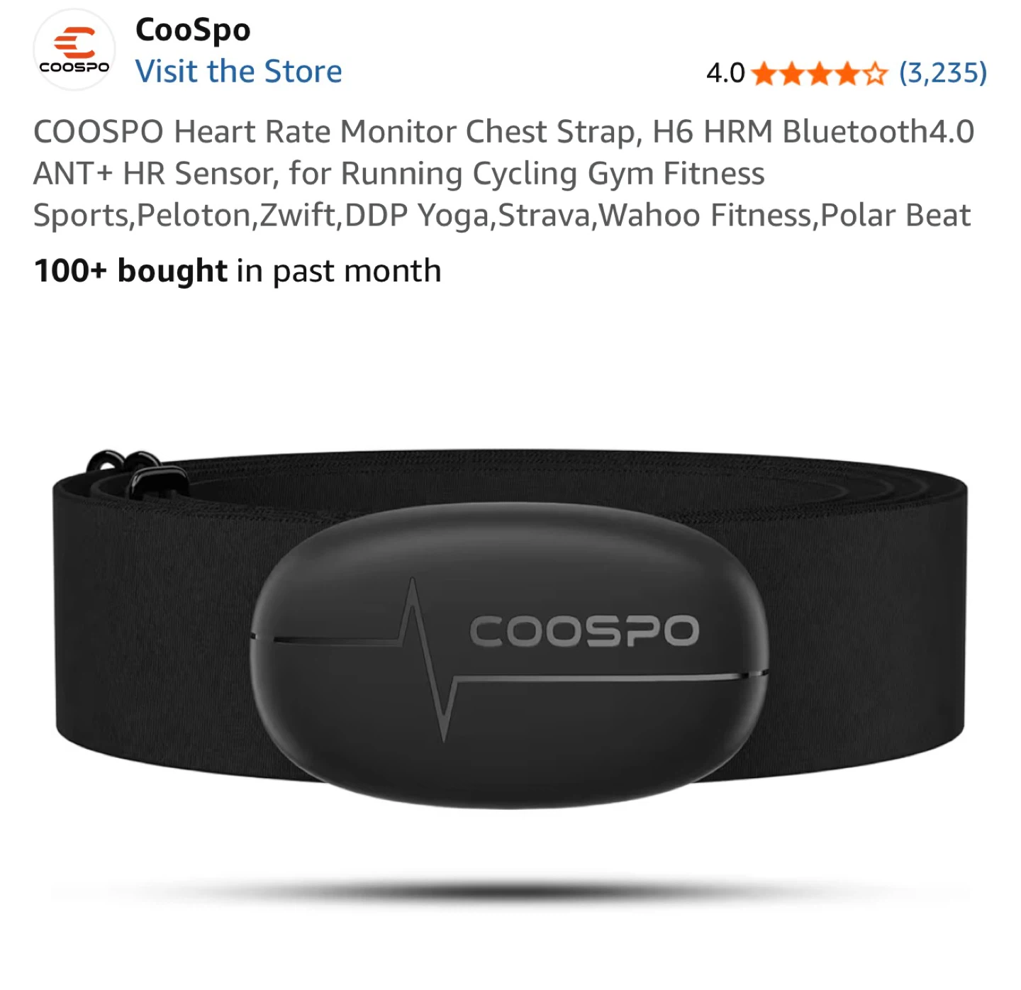 CooSpo Heart Rate Monitor Chest  H6 Bluetooth 4.0 ANT+ HR Sensor