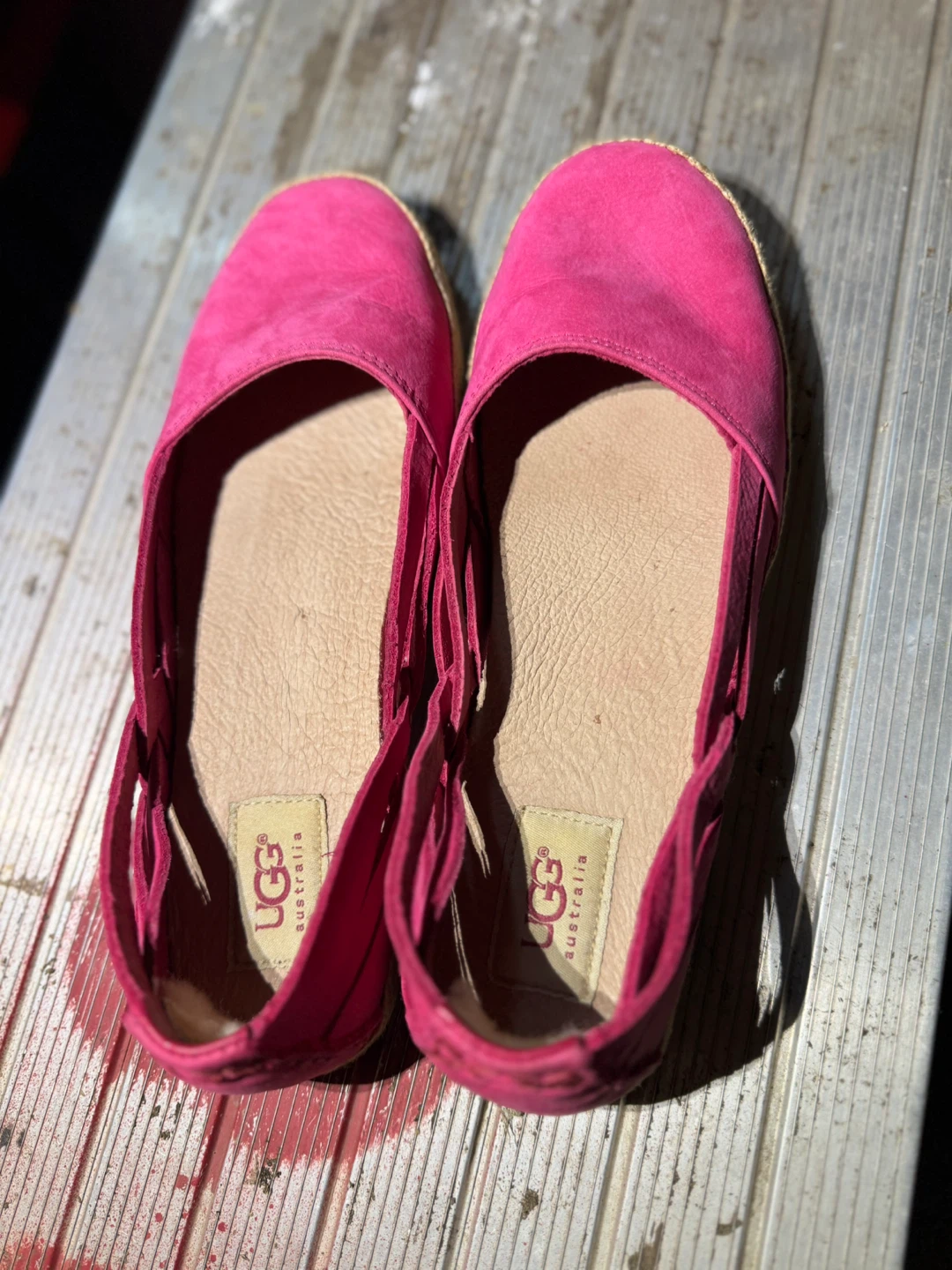UGG Australia Pink Suede Espadrille Flats - Size 8