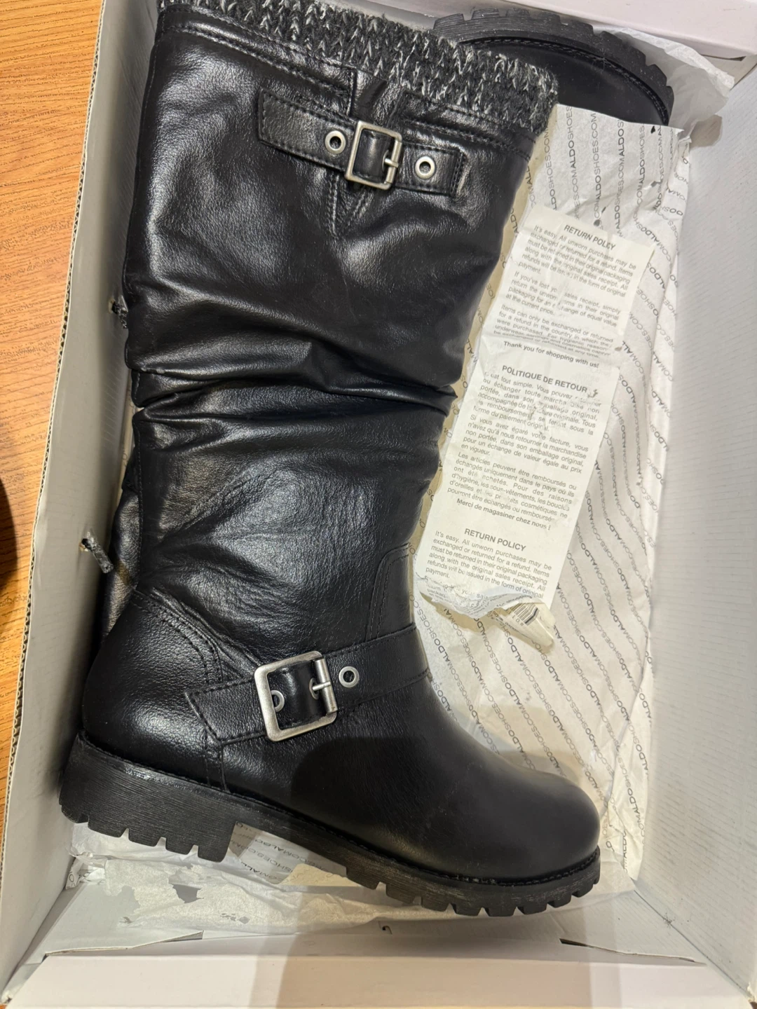 ALDO Black Faux Fur Lined Boots Size 9