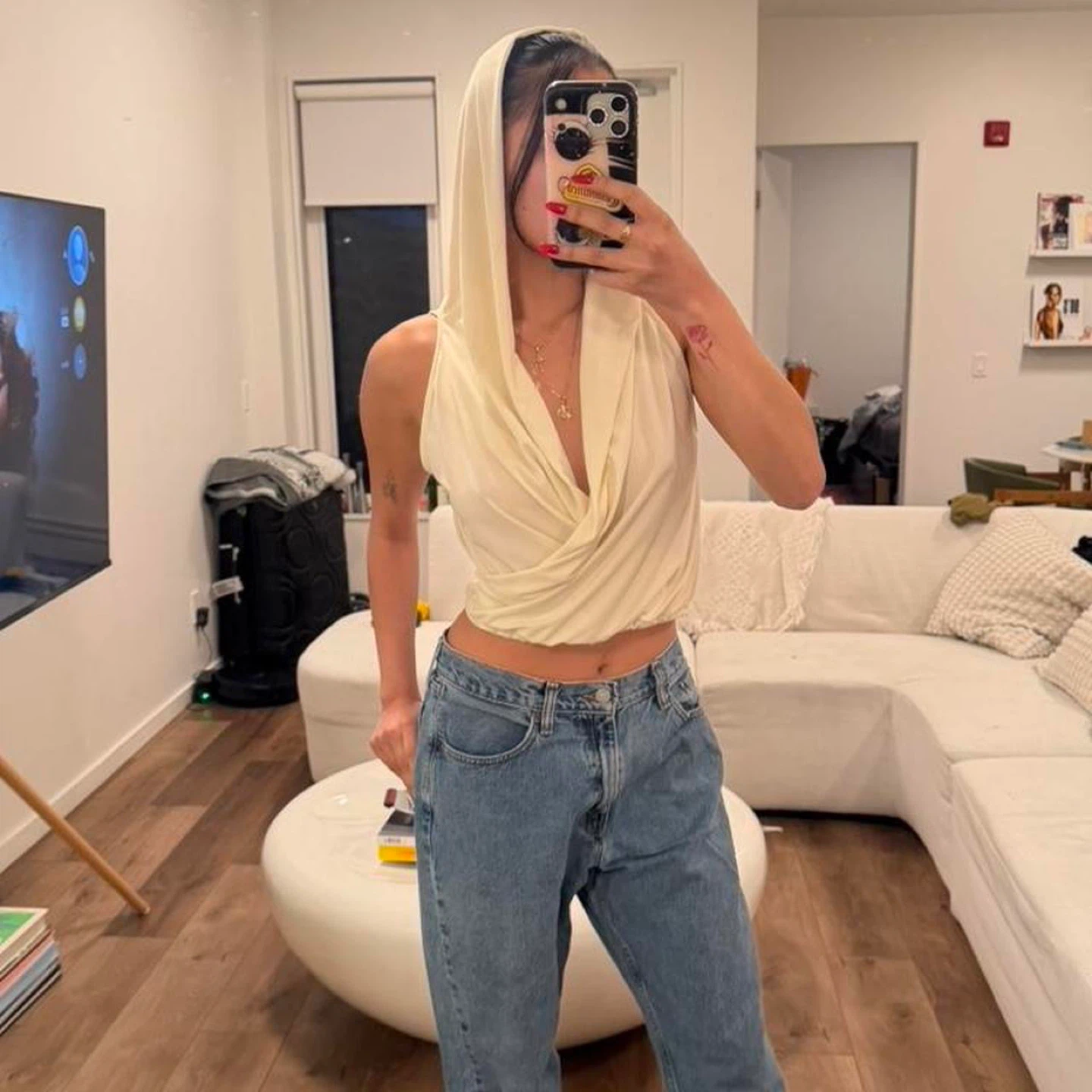 Zara Cream Drape Hooded Halter Top - photo 2