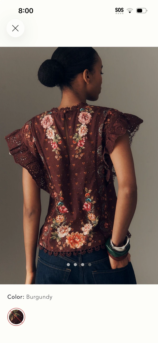 BNWT Farm Rio 100% Cotton Flutter Sleeve Blouse XXS (fits XS) - photo 4