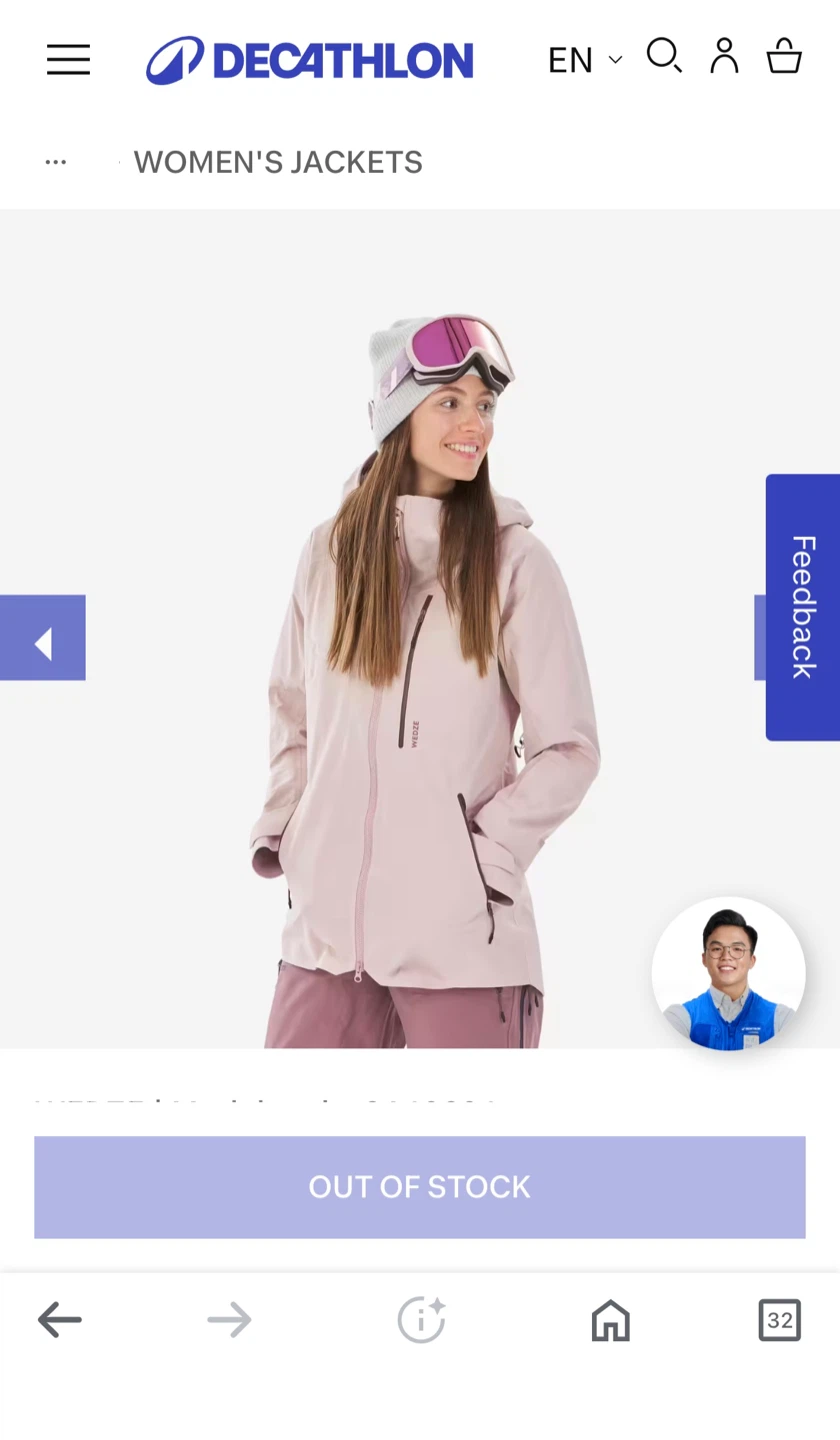 Decathlon pink ski jacket