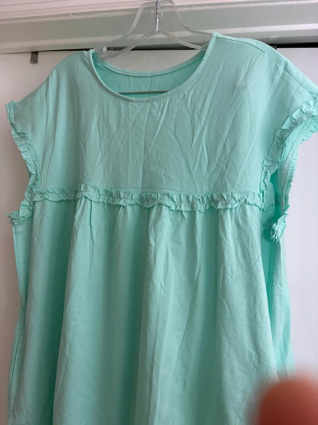 Ruffle Neck Short Sleeve Dress with Pockets - photo 5