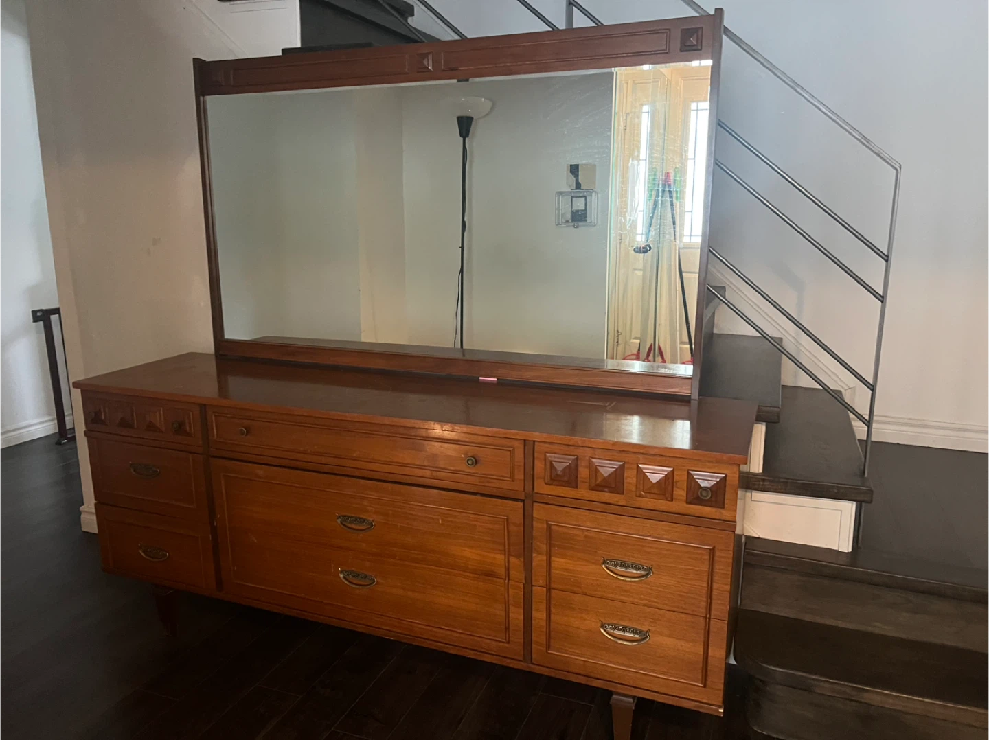 Vintage Wooden Dresser with Mirror