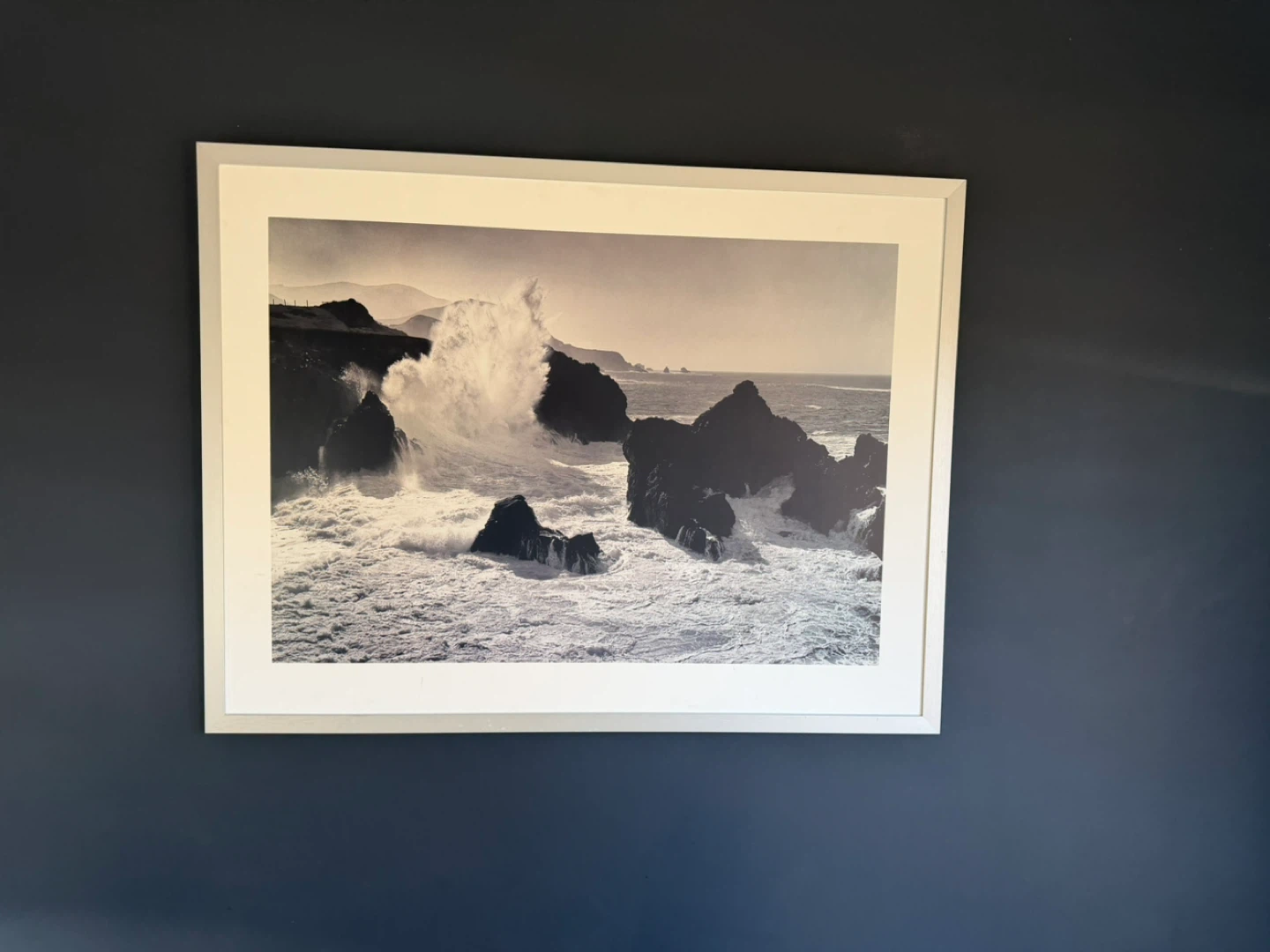 Framed Black and White Ocean Wave Art Print - photo 3
