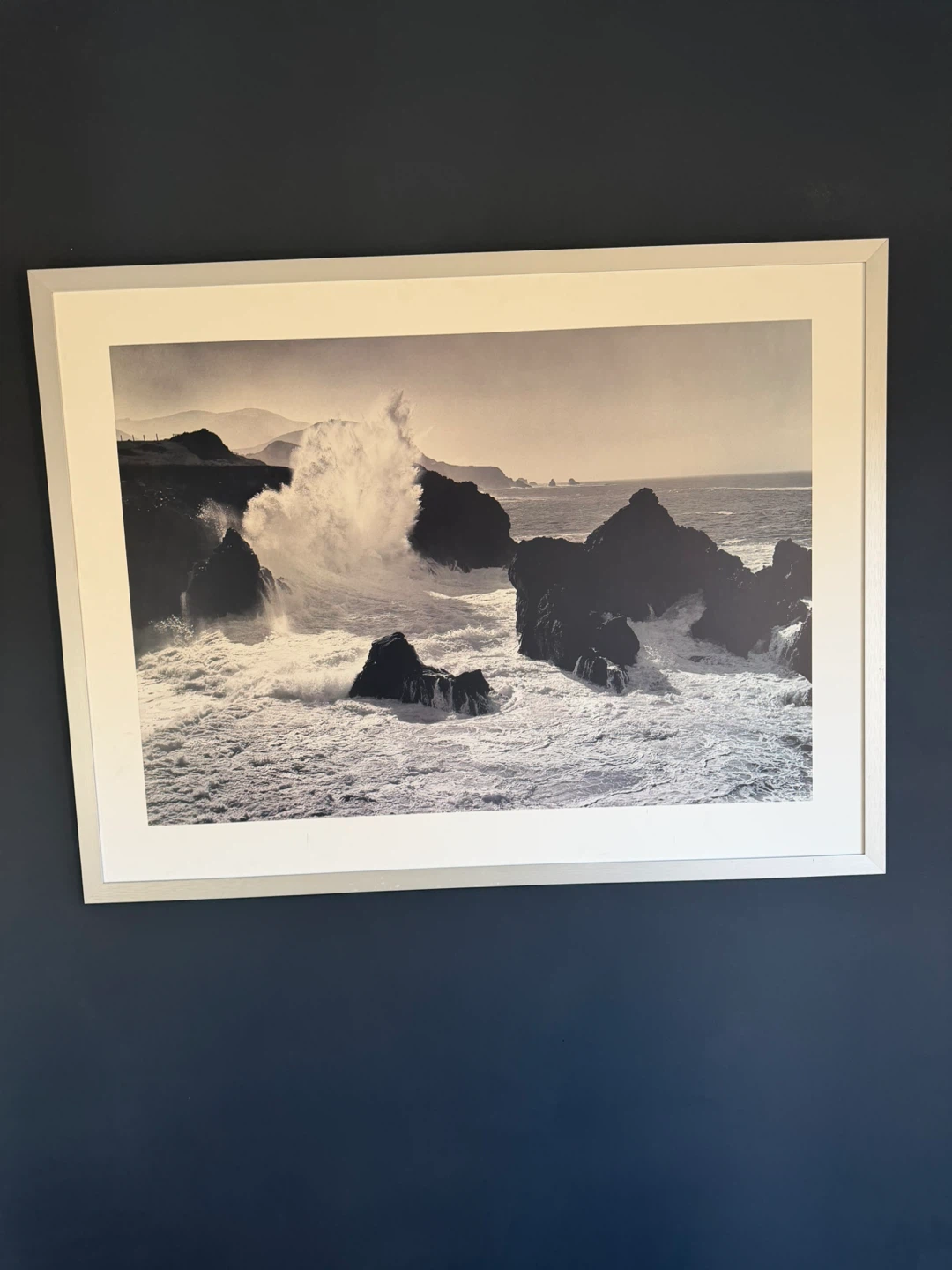 Framed Black and White Ocean Wave Art Print - photo 4