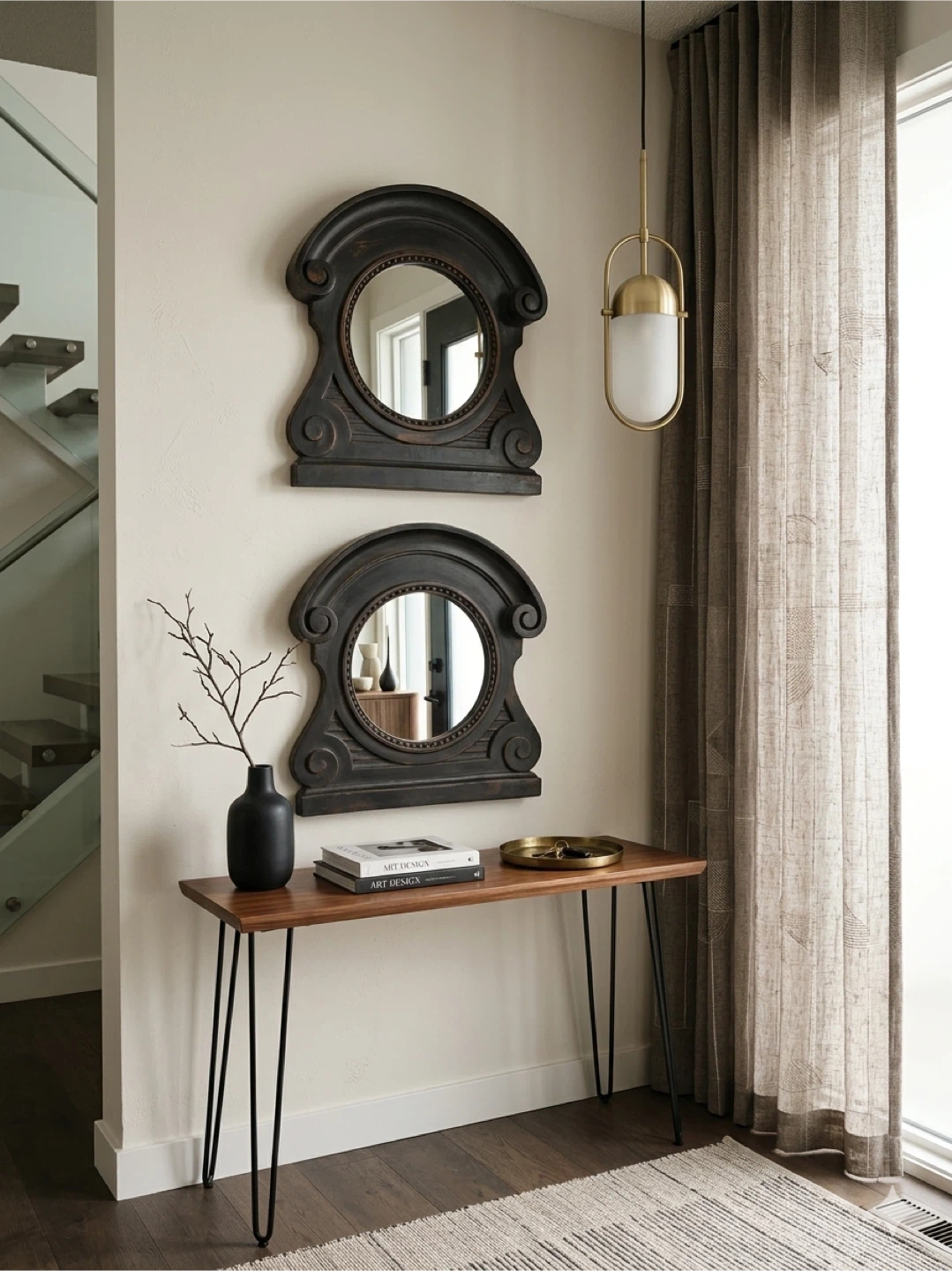 Chic black vintage mirrors