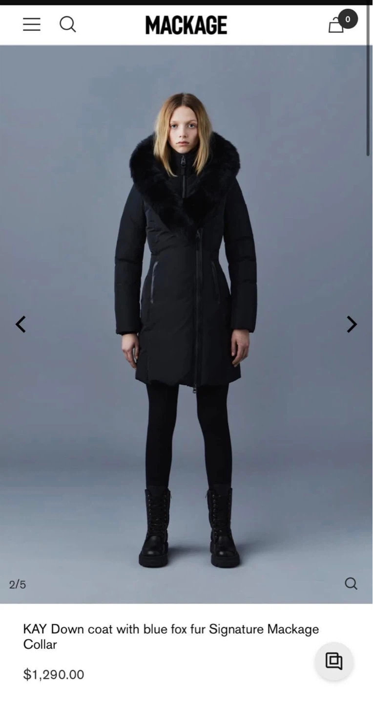 MACKAGE KAY Down Coat with Fox Fur Collar