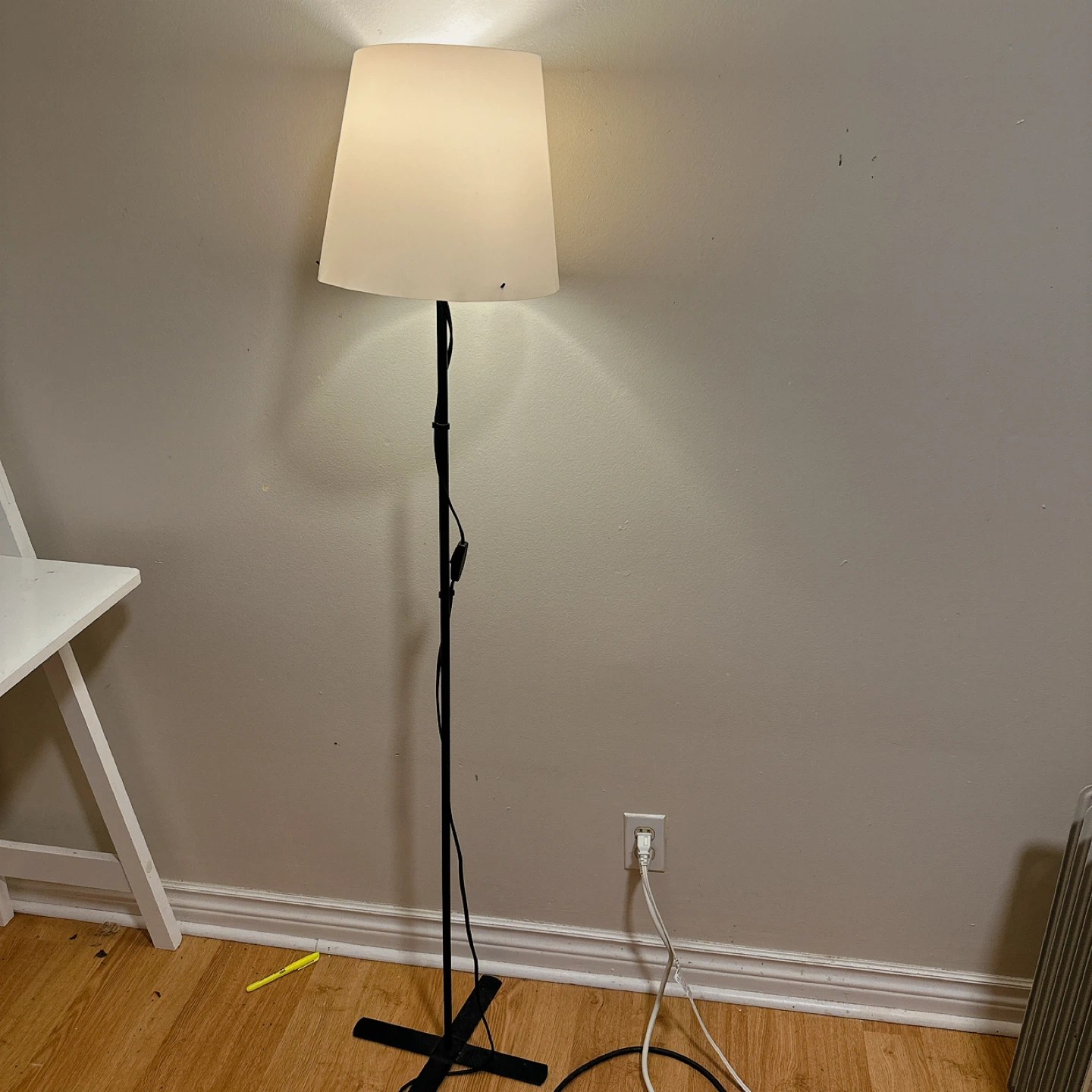 White Floor Lamp with Black Stand