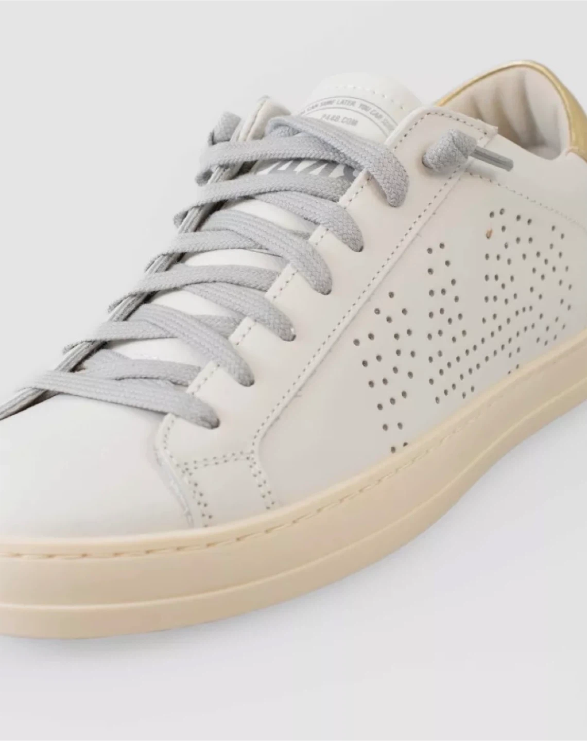 P448 John Sneakers White Leather Gold Accent