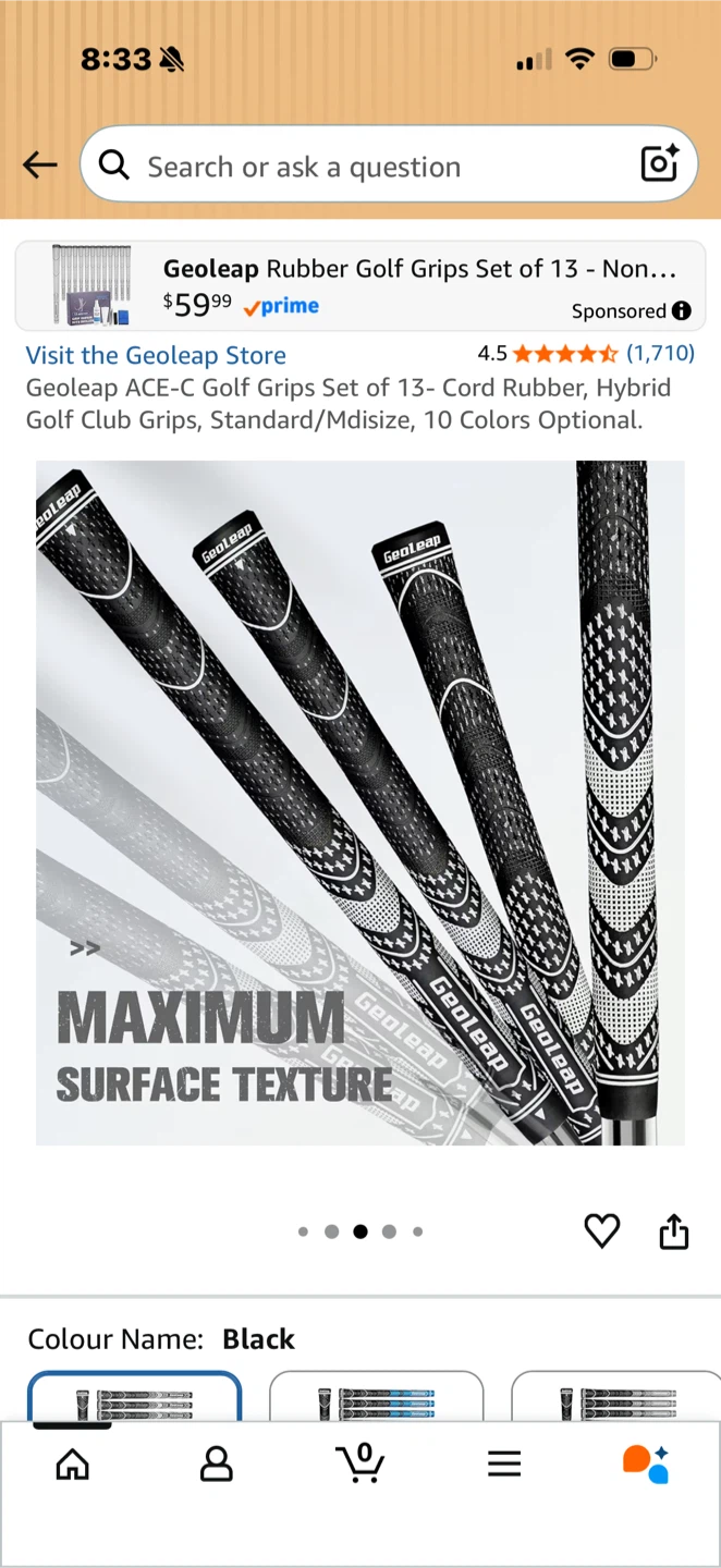 Geoleap Rubber Golf Grips Set of 13 - Black