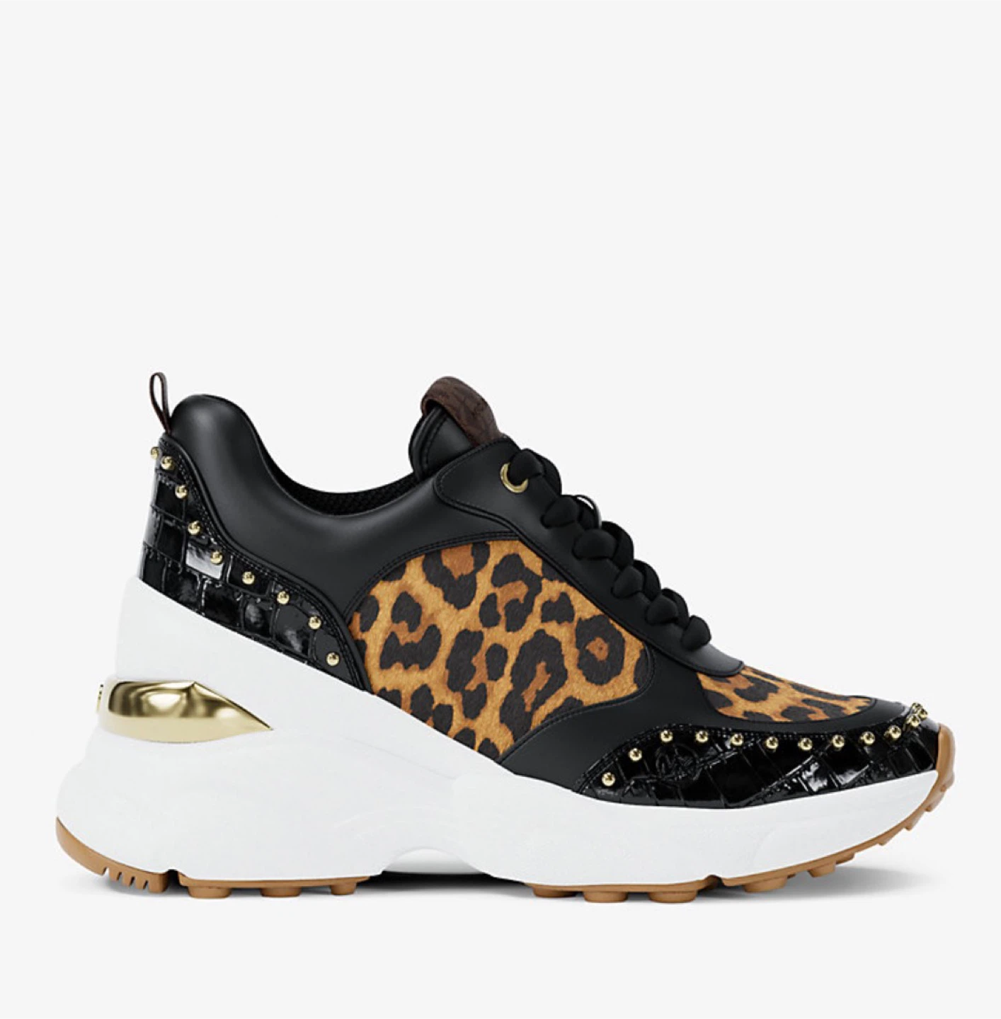 Michael Kors Black Leopard Studded Sneakers