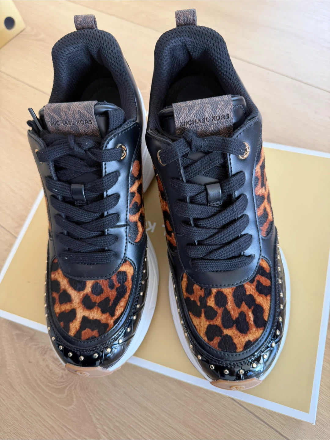 Michael Kors Black Leopard Studded Sneakers - photo 2