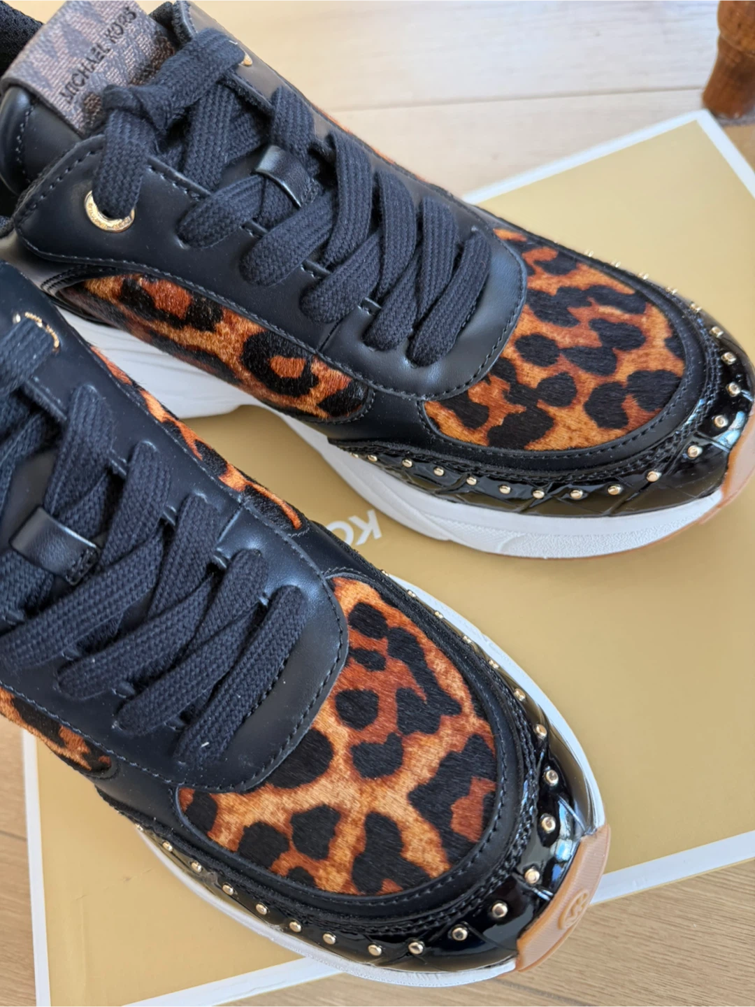 Michael Kors Black Leopard Studded Sneakers - photo 5