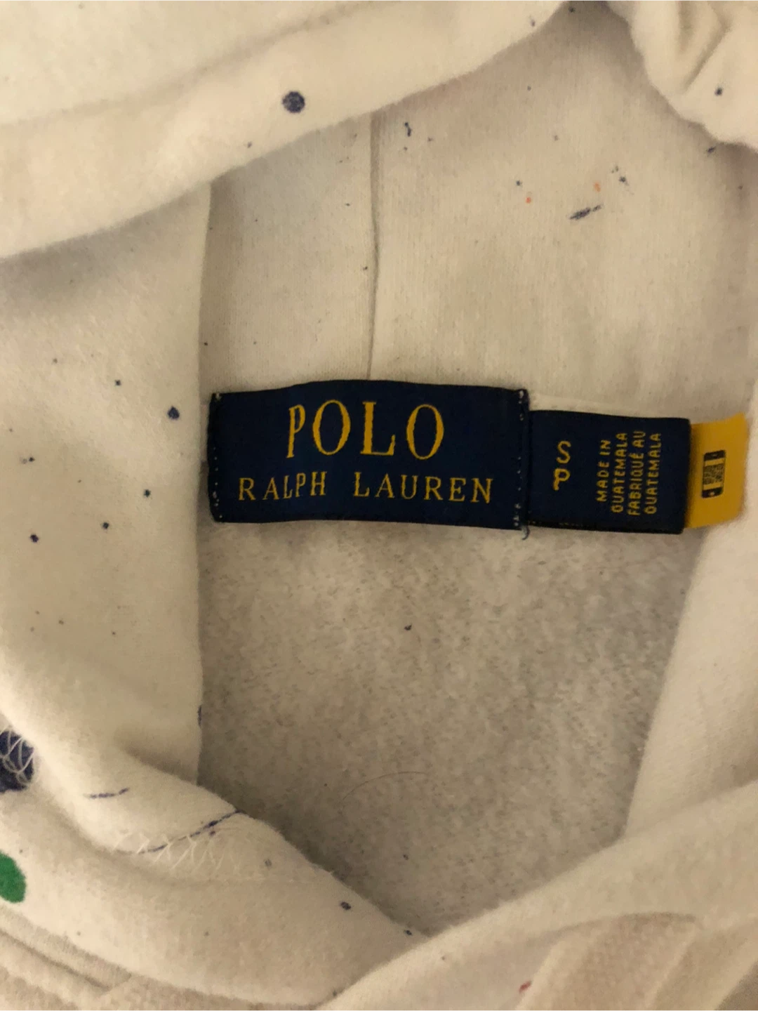 Polo Ralph Lauren White Splatter Paint Hoodie Size S - photo 2