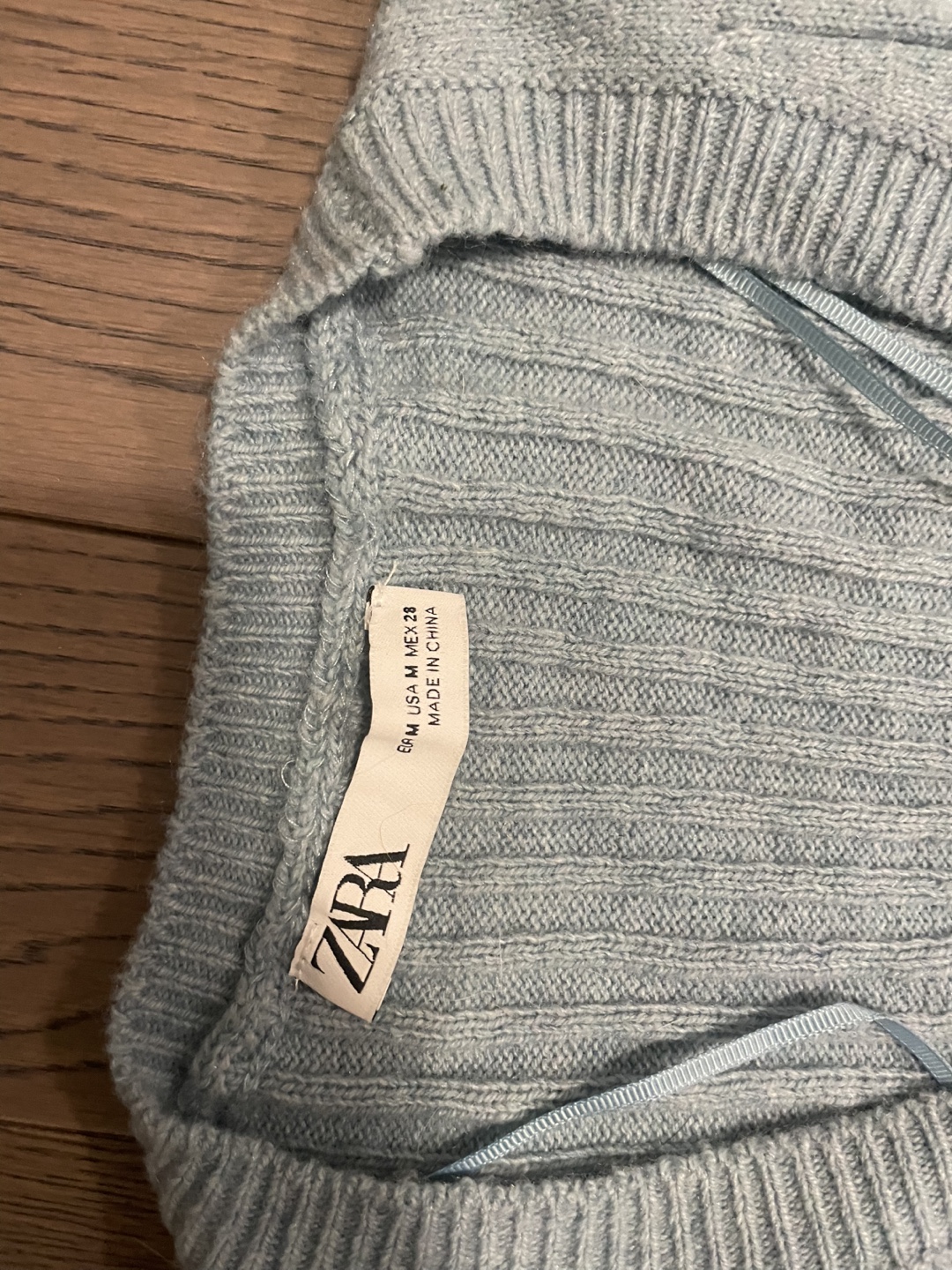 ZARA Ribbed Cardigan and Pants Set - Light Blue - Medium - photo 3
