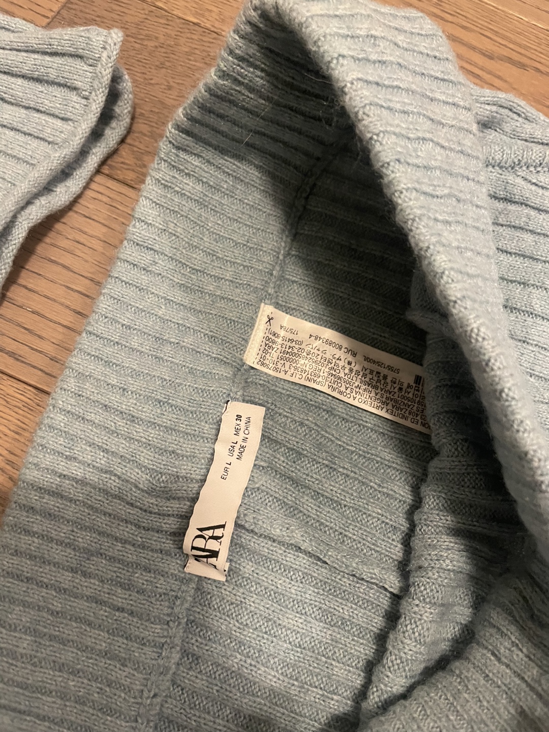 ZARA Ribbed Cardigan and Pants Set - Light Blue - Medium - photo 5