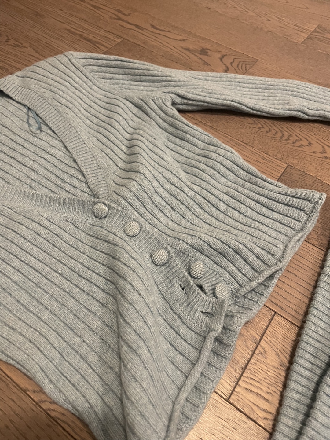 ZARA Ribbed Cardigan and Pants Set - Light Blue - Medium - photo 4