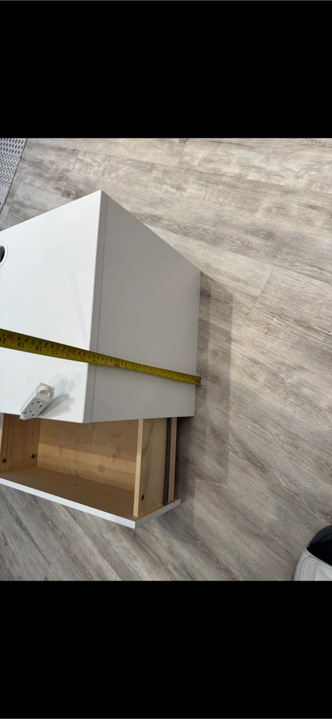 White Nightstand with Drawer and Cable Management - photo 3