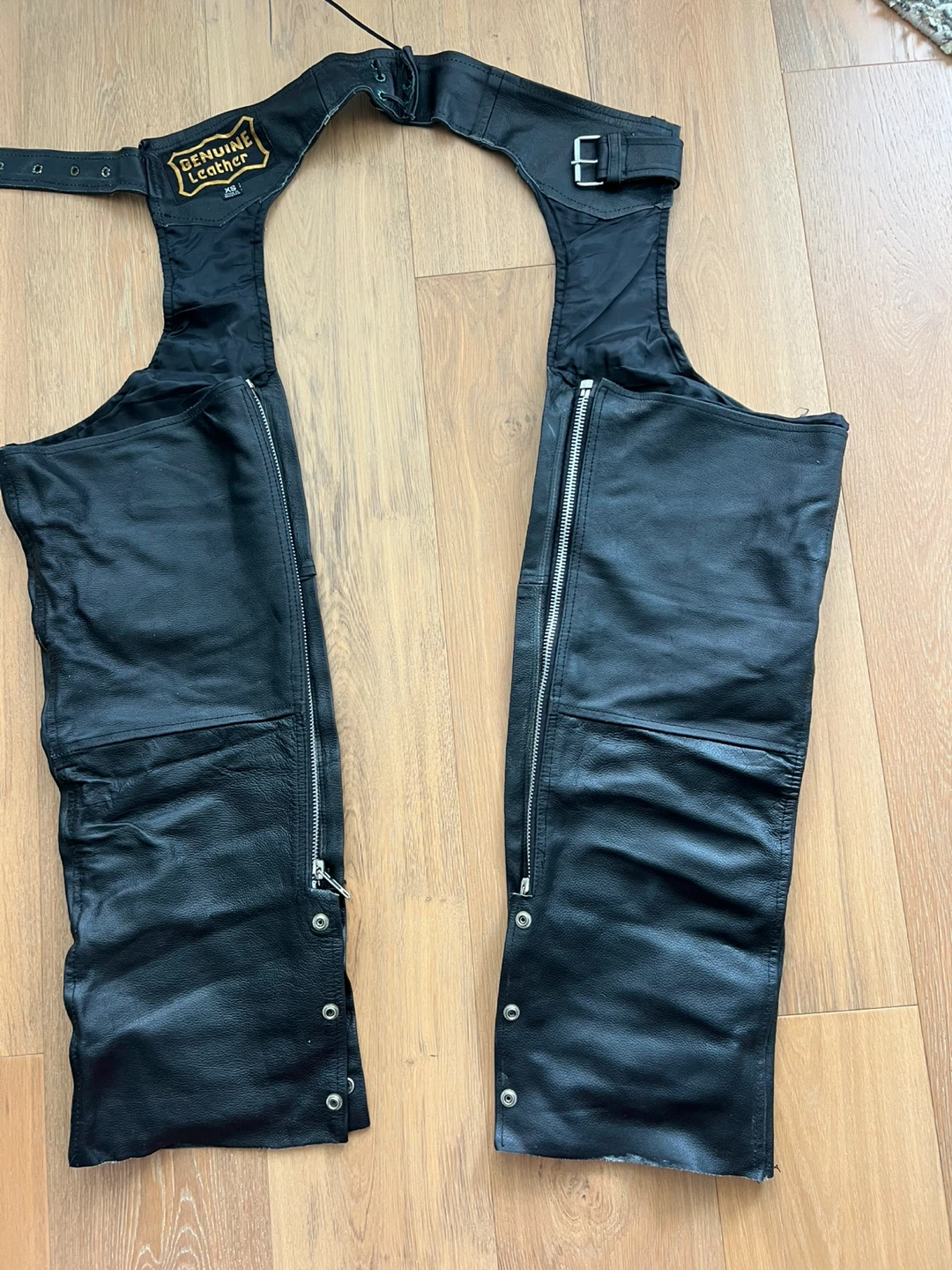 Genuine Leather Motorcycle Chaps - Size XS