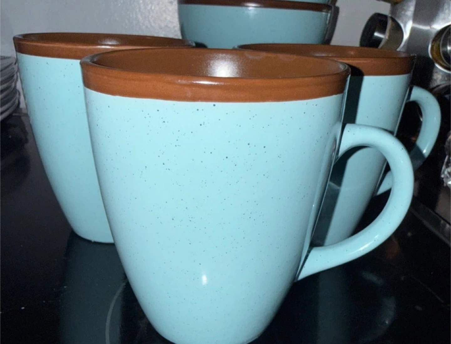 (Moving Sale) Light Blue Speckled Ceramic Mugs and Bowls - photo 2