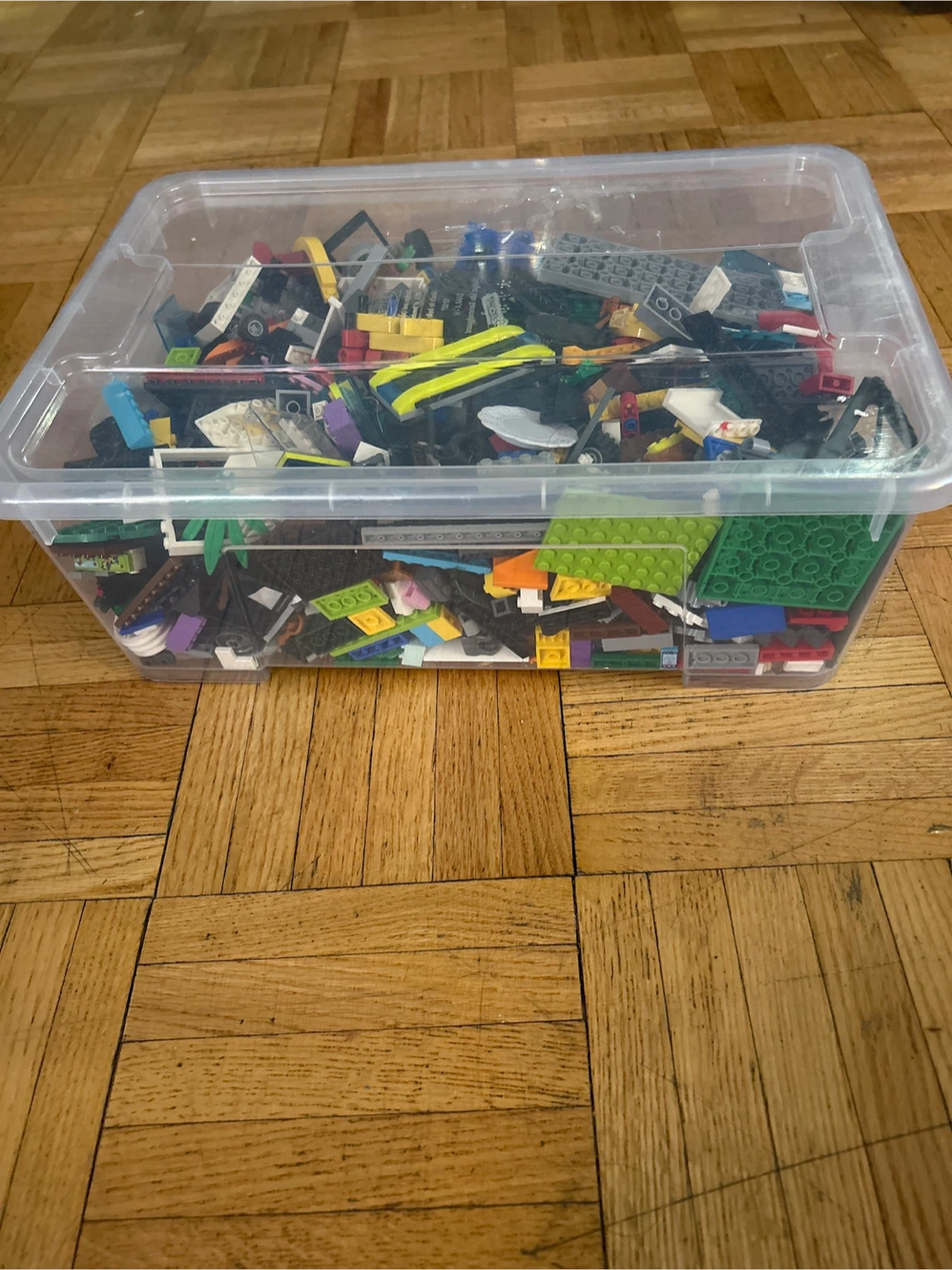 Assorted LEGO Bricks in Storage Bin