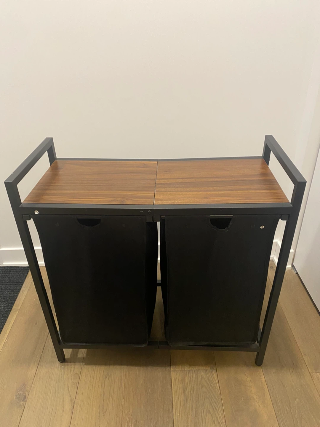 Dual Laundry Hamper with Wood Top