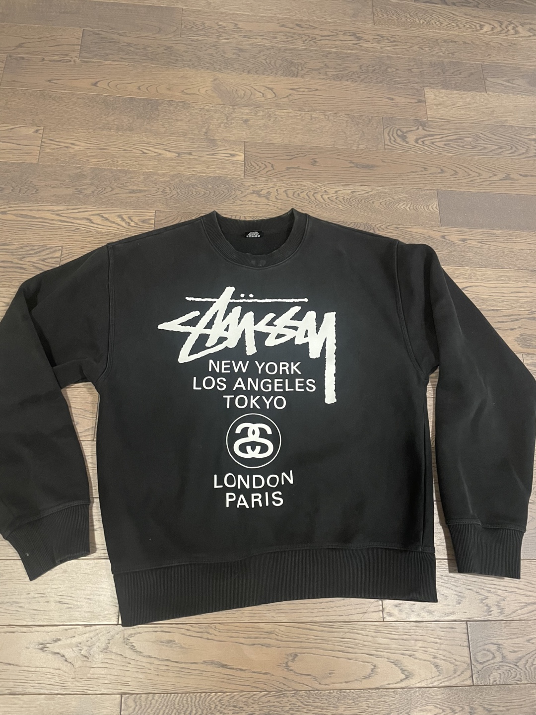 Stüssy Black Crewneck Sweatshirt， large