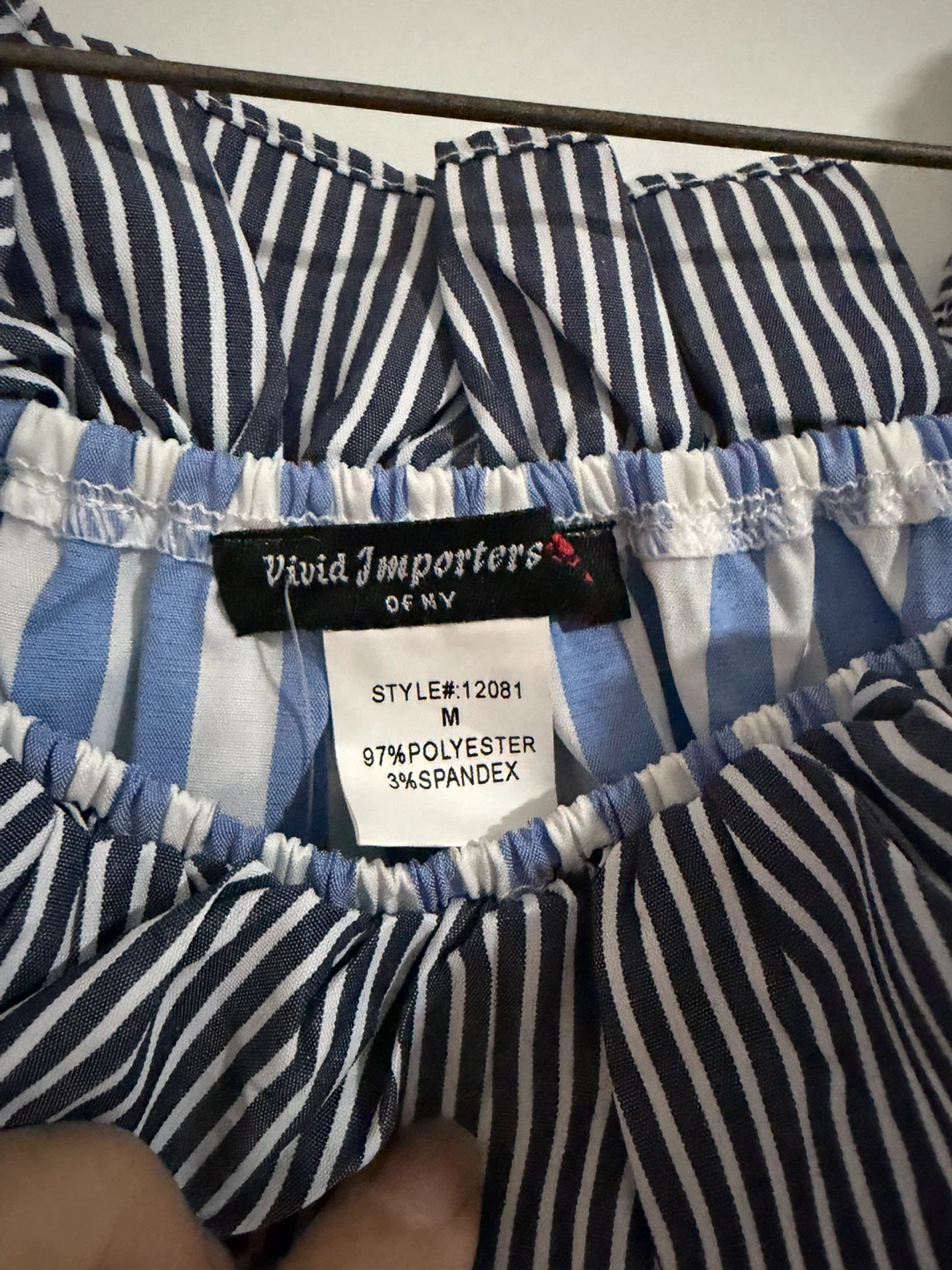 Vivid Importers Off-the-Shoulder Striped Ruffle Blouse - Size M - photo 2
