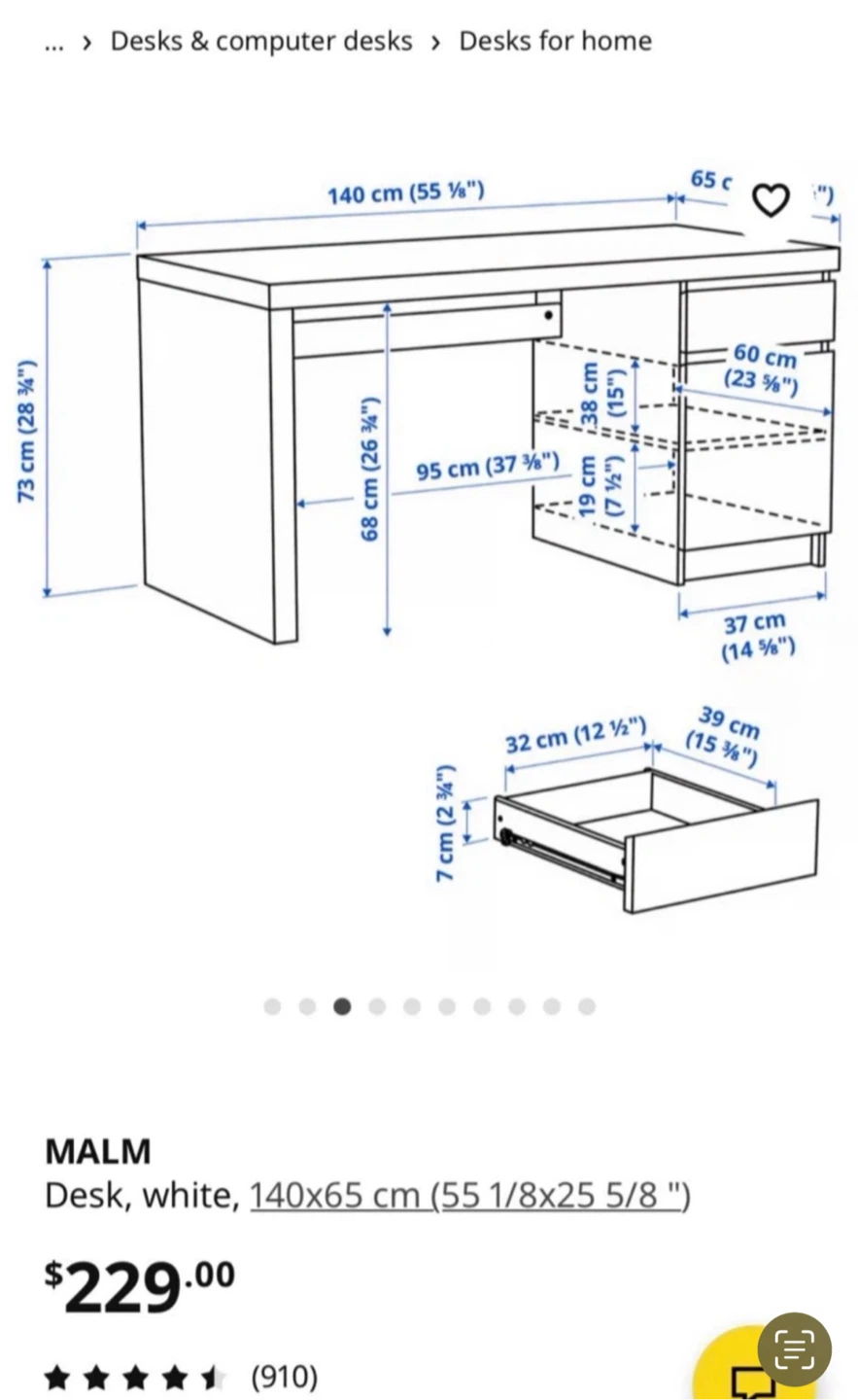 IKEA MALM Desk - Oak coloured - photo 2