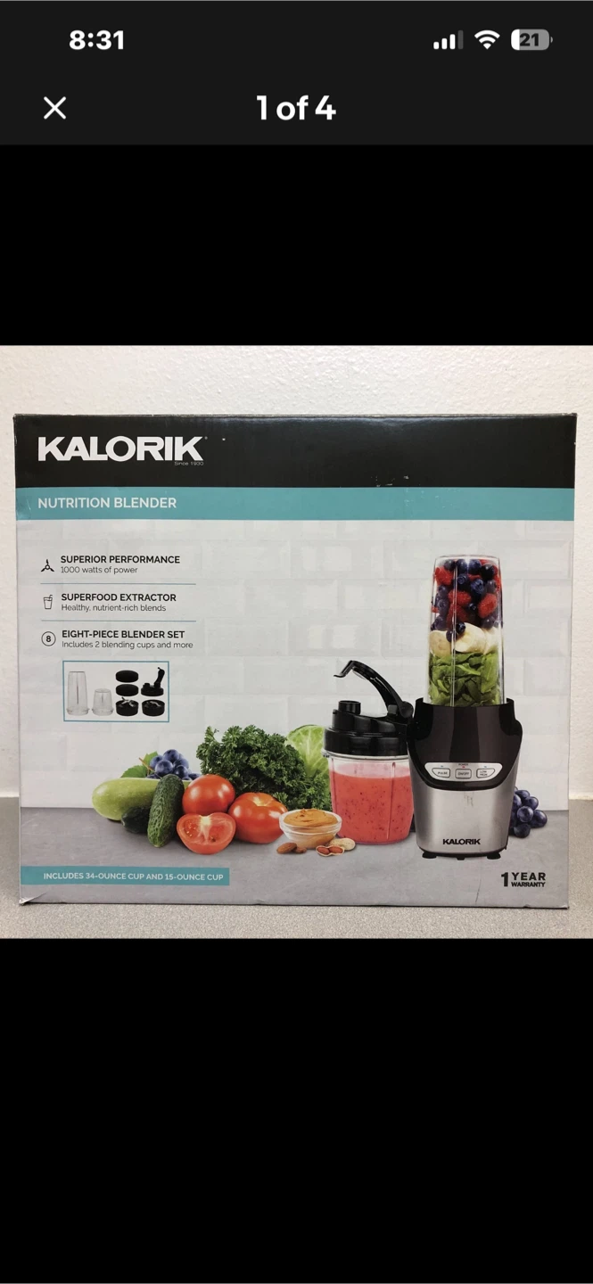 Kalorik 8-Piece Nutrition Blender Set, Black