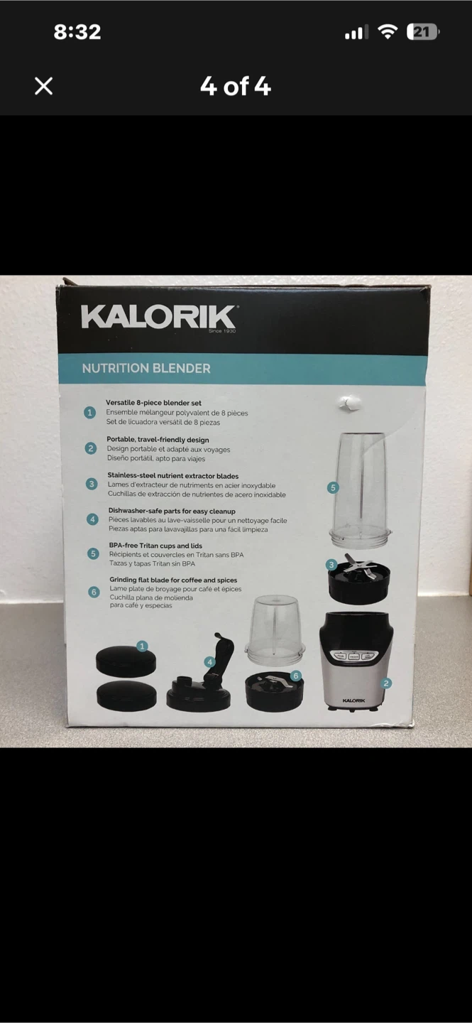 Kalorik 8-Piece Nutrition Blender Set, Black - photo 3