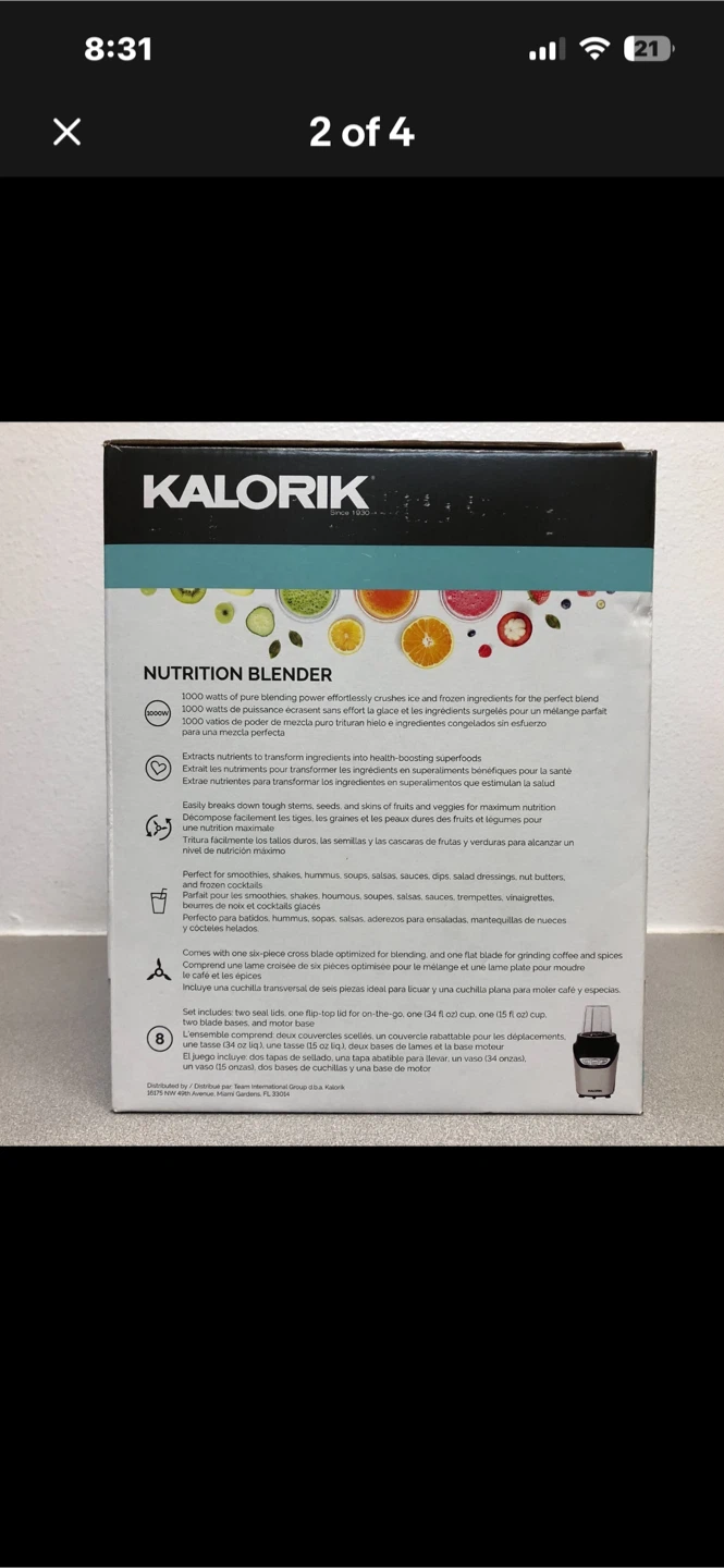 Kalorik 8-Piece Nutrition Blender Set, Black - photo 2