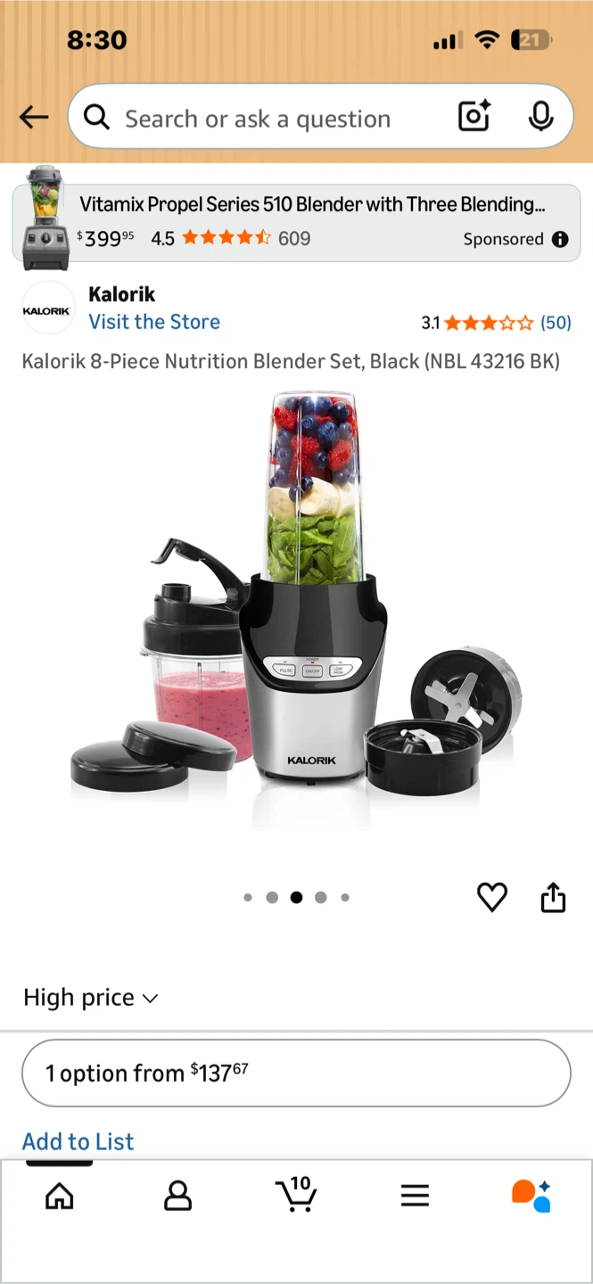 Kalorik 8-Piece Nutrition Blender Set, Black - photo 4