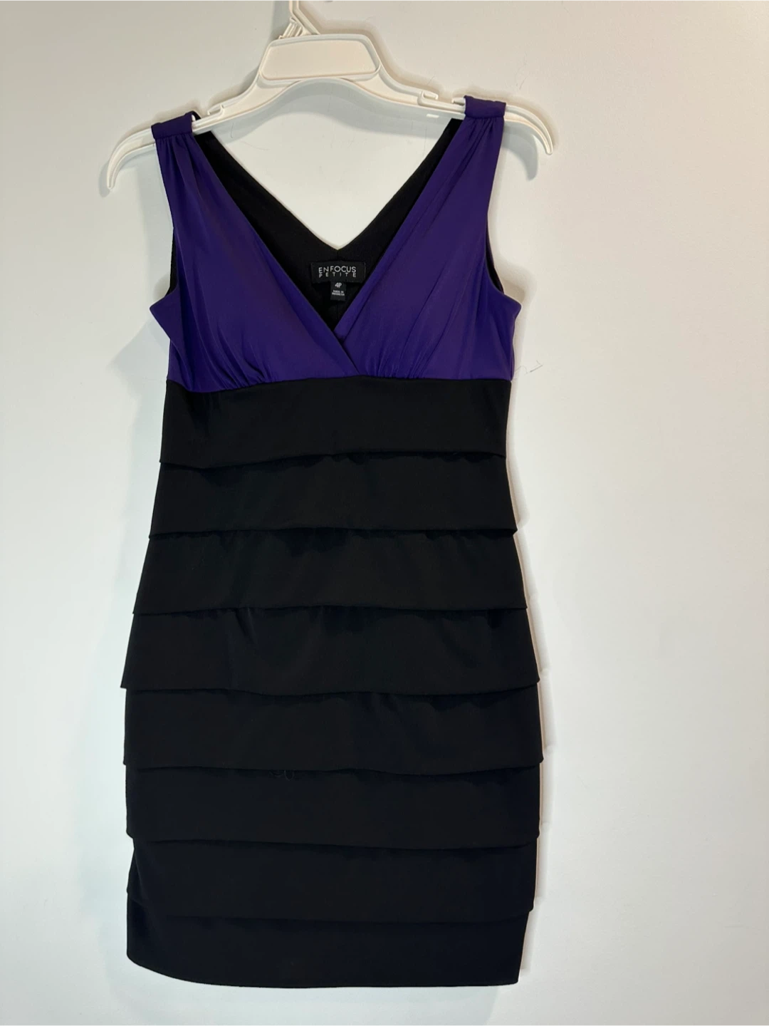 EnFocus Petite Purple & Black Tiered Dress Size 4P