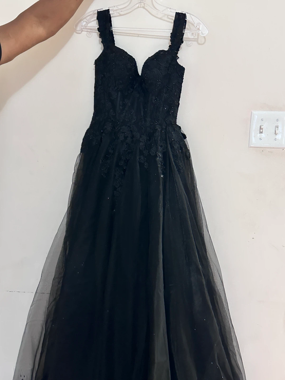 Black Formal Gown with Lace and Tulle
