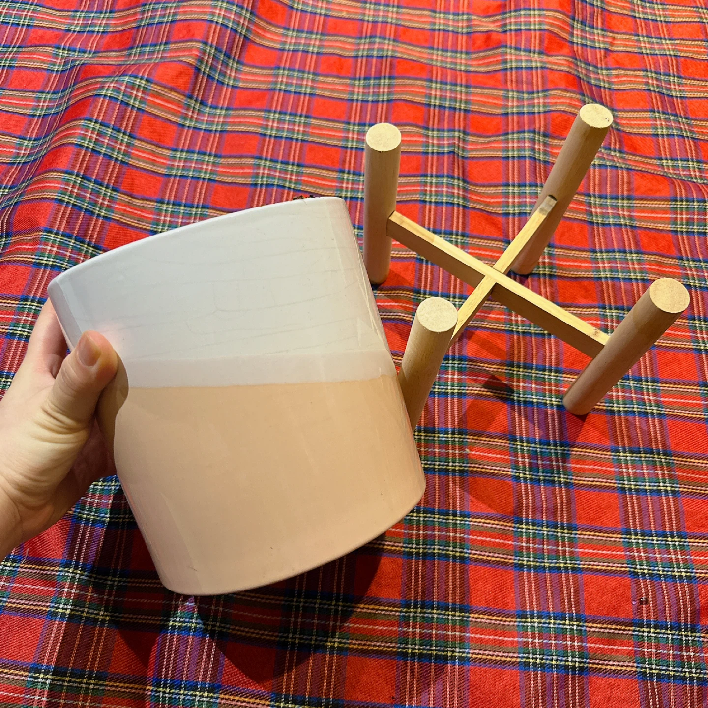 Ceramic Planter with Wooden Stand - photo 2