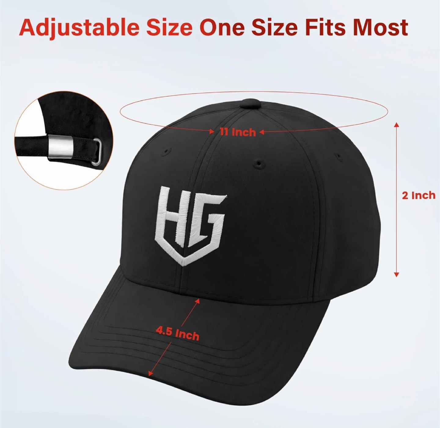 HG Black Adjustable Baseball Cap One Size Fits Most - photo 3